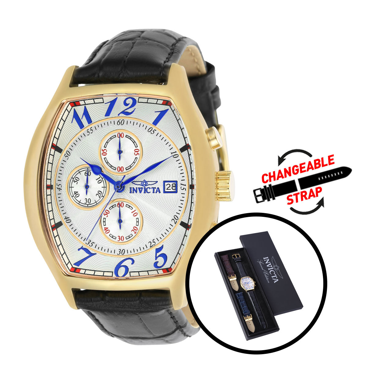 Invicta Specialty Dynara Men's Watch - 43mm, Black with Interchangeable Strap (ZG-14330)