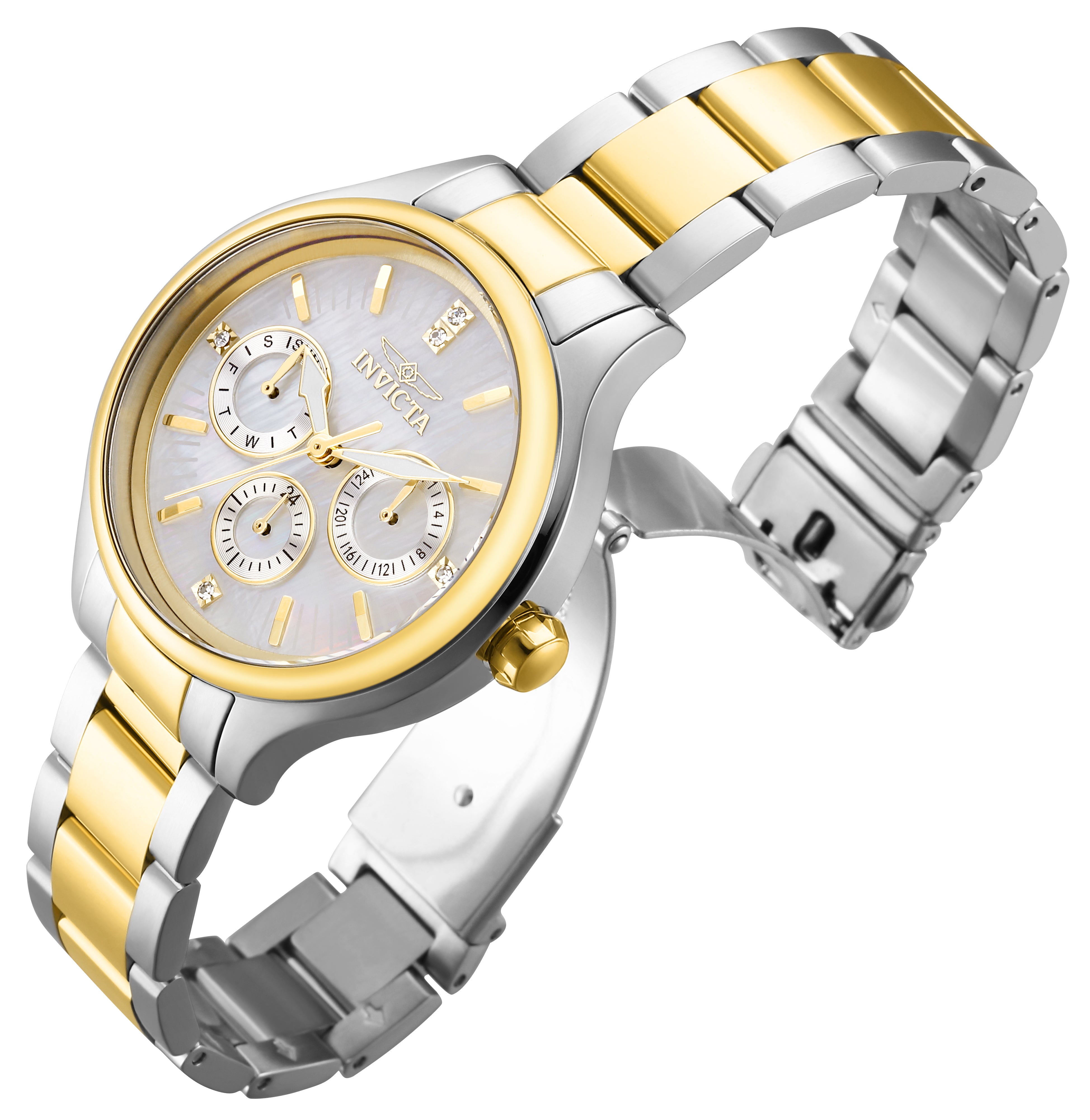 Invicta Angel Lumamode Women's Watch w/ Mother of Pearl Dial - 38mm, Steel, Gold (28655)