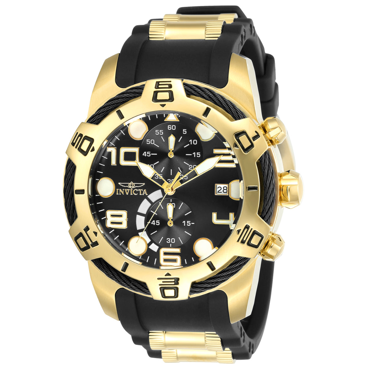 Invicta Bolt Tensile Men's Watch - 50mm. Gold, Black (ZG-24218)