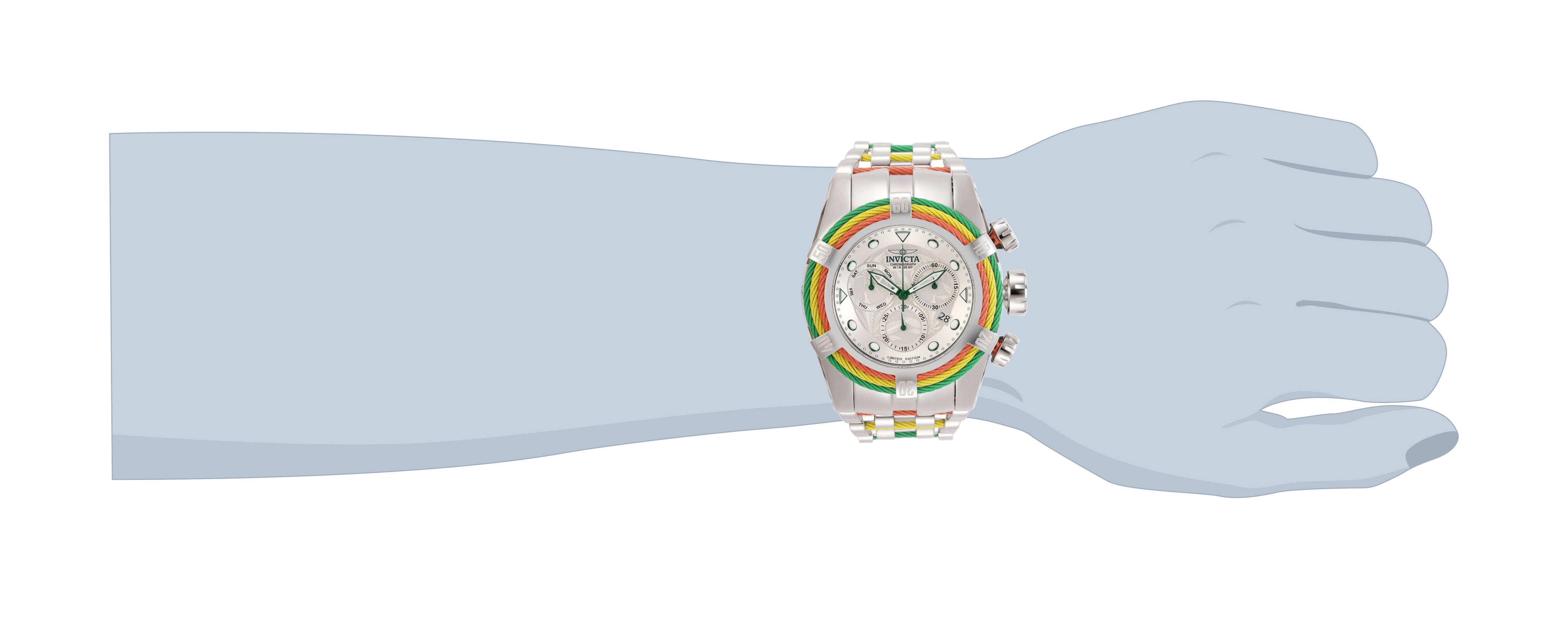 Invicta Bolt One Love Swiss Ronda Z60 Caliber Men's Watch - 53mm, Steel, Red, Yellow, Green (27496)