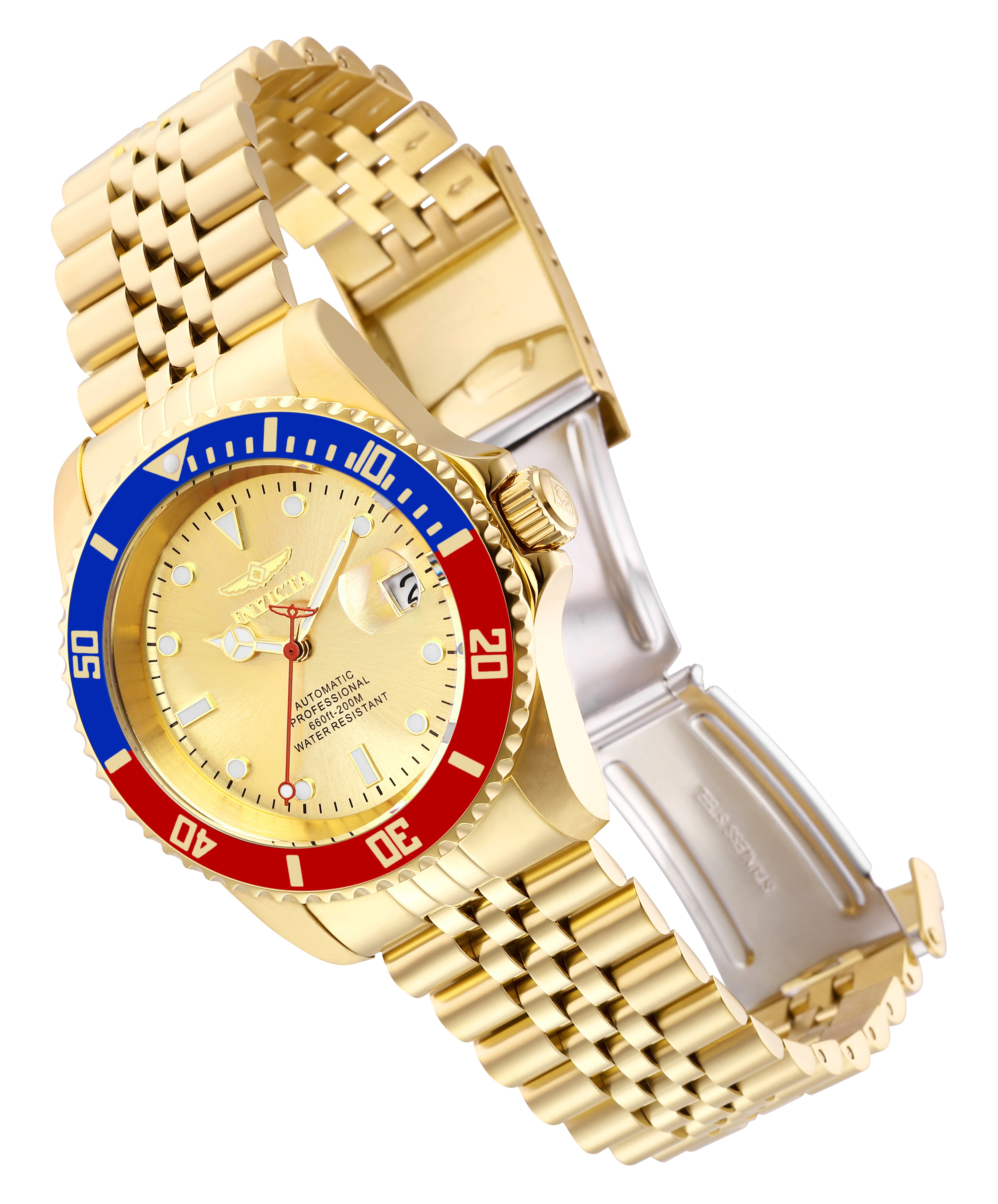 Invicta Pro Diver Navigator Pepsi Bezel Automatic Men's Watch  - 42mm. Gold (29183)