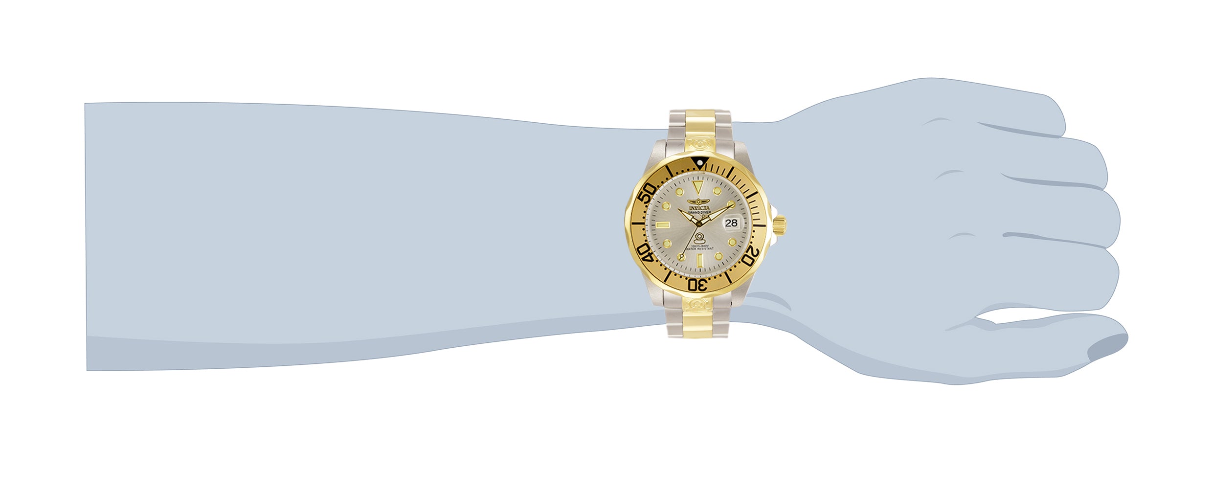 Invicta Grand Diver Deep Garrison Automatic Men's Watch - 47mm. Steel, Gold (3050)