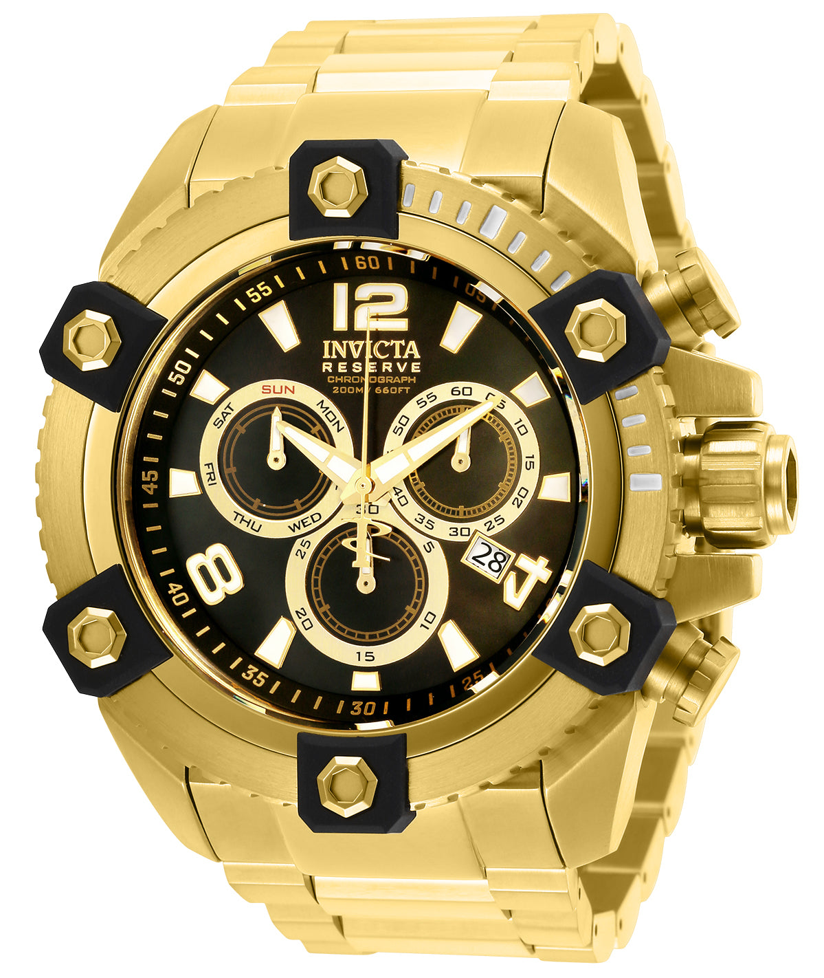 Open Box Invicta Reserve Octane Swiss Ronda Z60 Caliber Men's Watch w/ Mother of Pearl Dial - 56mm, Gold (AIC-15827)