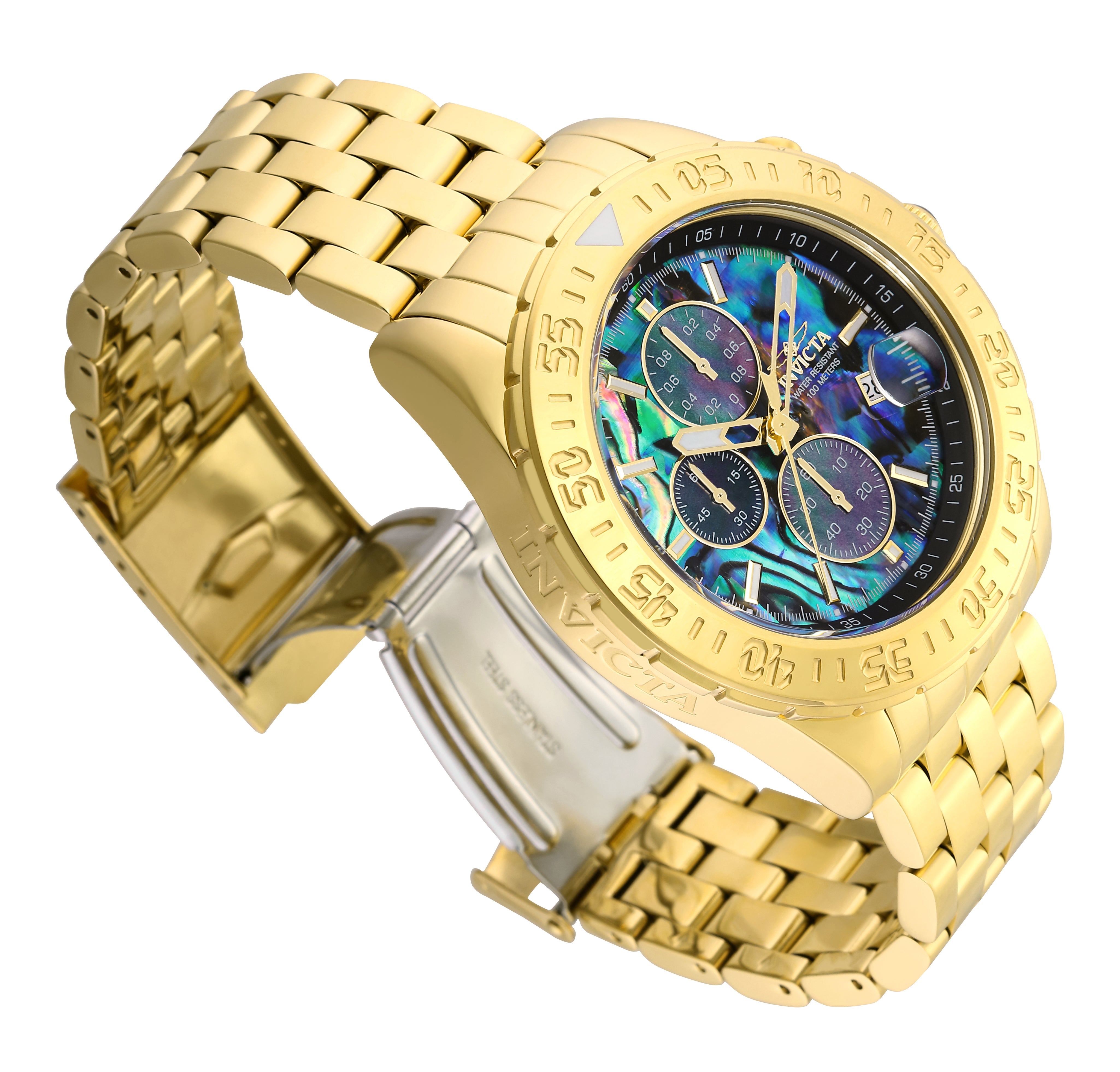 Invicta Aviator Vesparia Men's Watch w/ Abalone Dial - 47mm, Gold (33575)