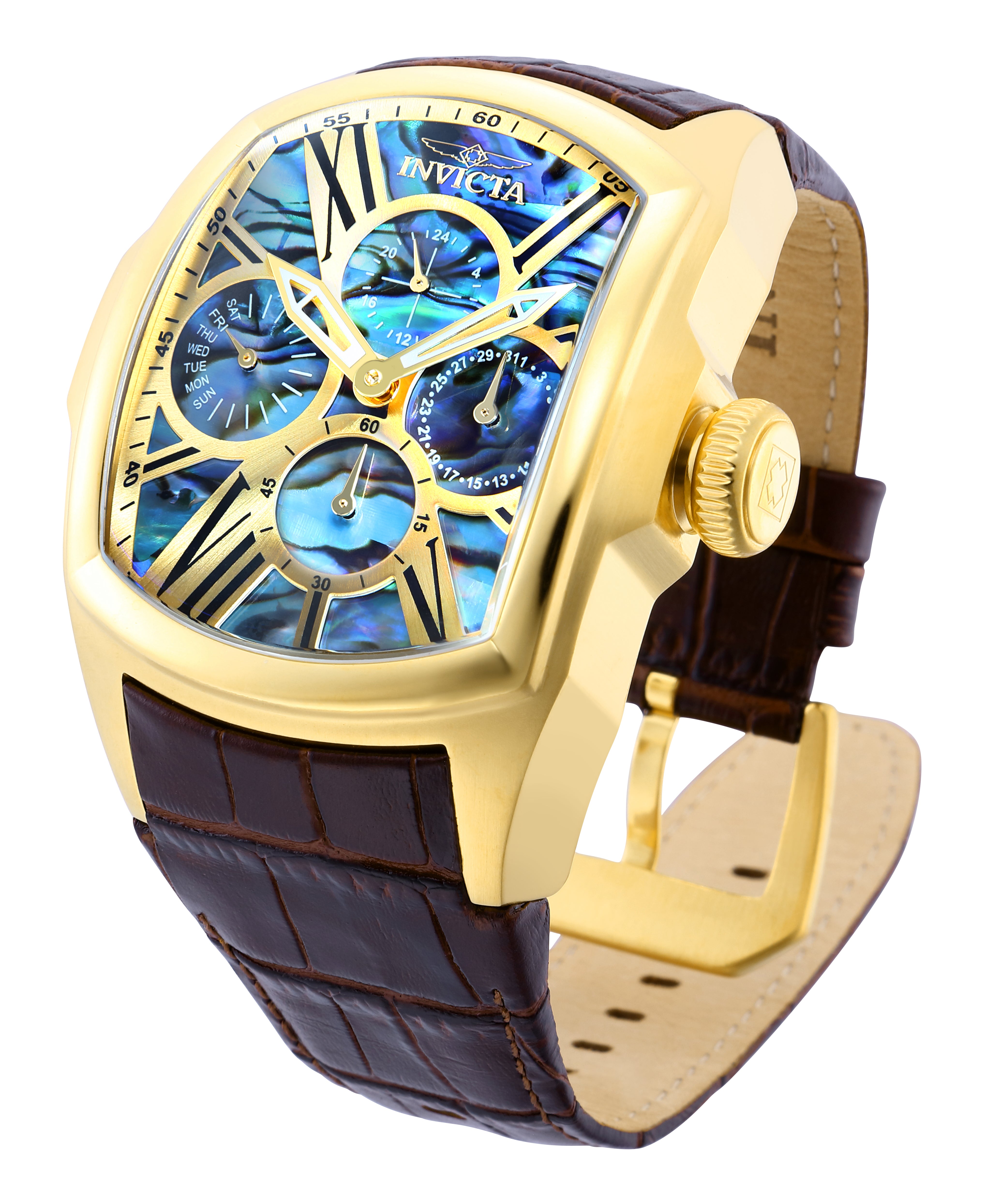 Invicta Lupah Chromalis Men's Watch w/ Abalone Dial - 46.8mm, Brown (35193)