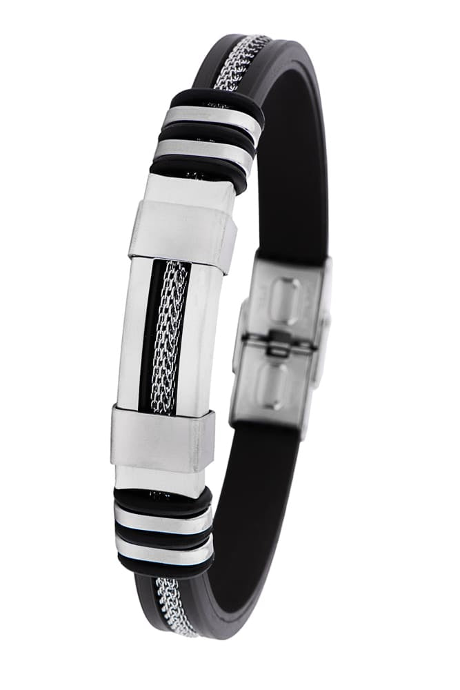 Invicta Elements Men's Stainless Steel, Silicone and Metal Bracelet, Steel (35400)
