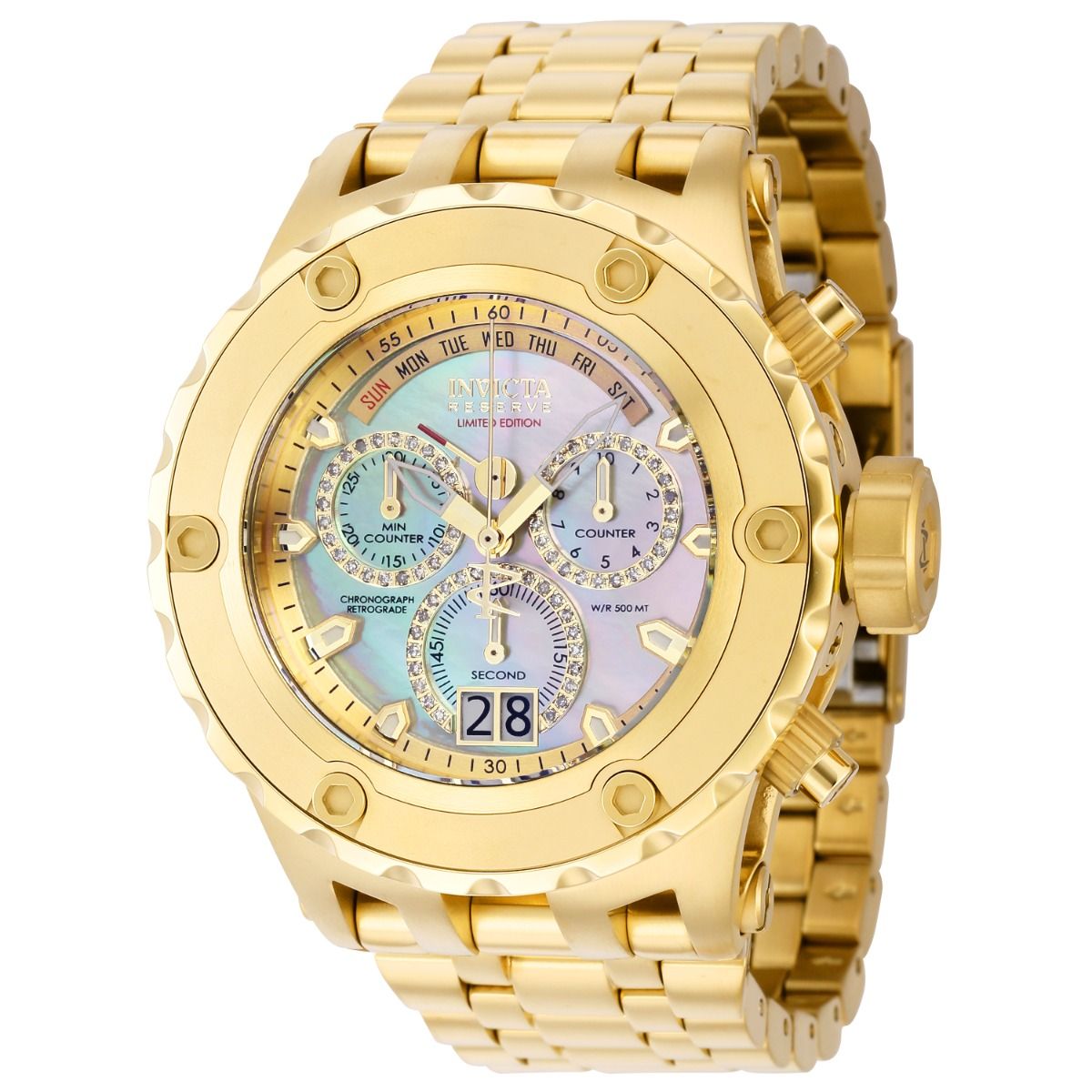 Open Box Invicta Reserve Specialty Subaqua 0.3 Carat Diamond Swiss Ronda 8040.N Caliber Men's Watch w/ Mother of Pearl Dial - 52mm. Gold (AIC-39401)
