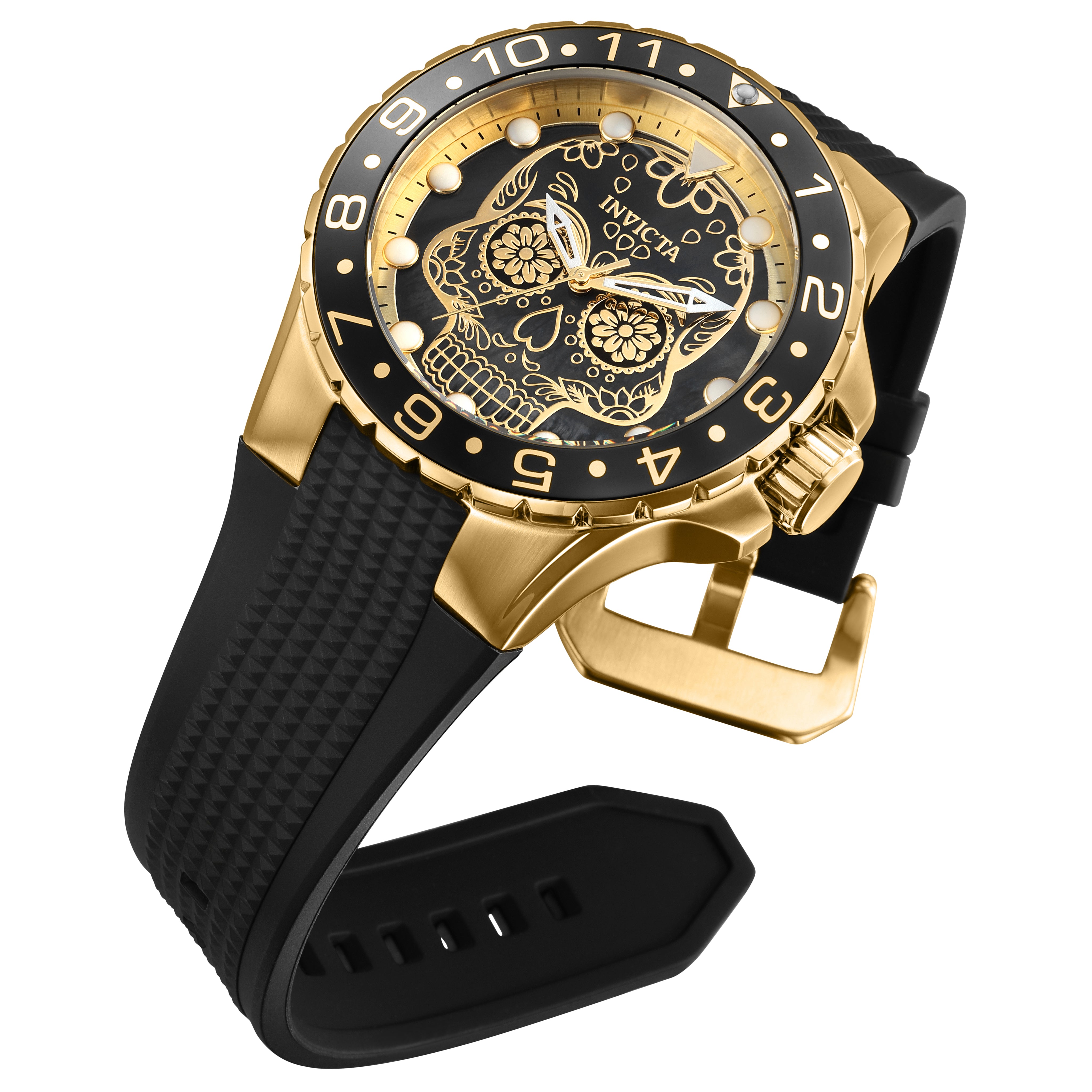Invicta Aviator Dia De Los Muertos Men's Watch w/ Mother of Pearl Dial - 50mm. Black (36856)