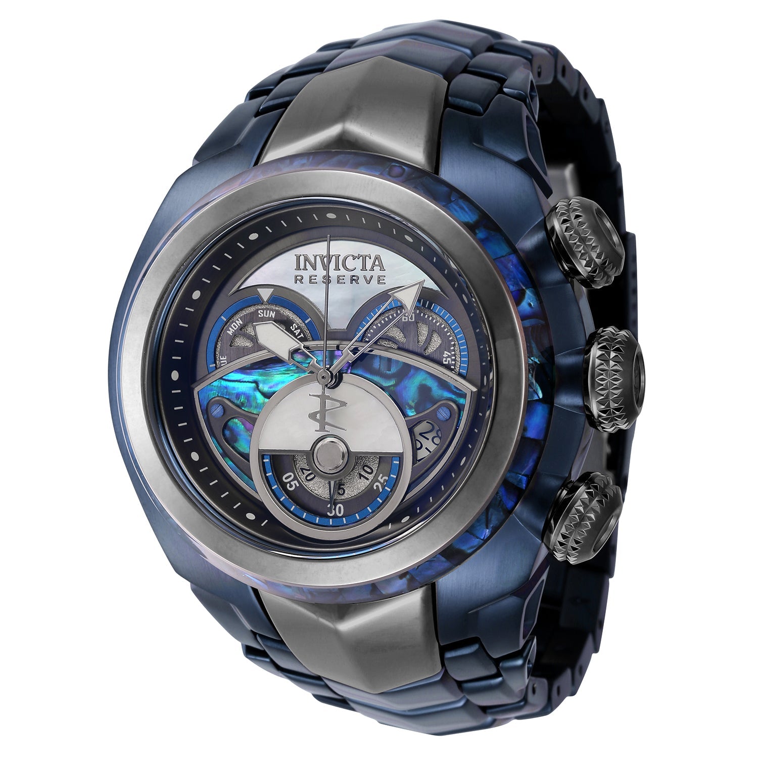 Open Box Invicta Reserve S1 Swiss Ronda Z60 Caliber Men's Watch w/ Abalone Dial - 54mm, Titanium,Dark Blue (AIC-43025)