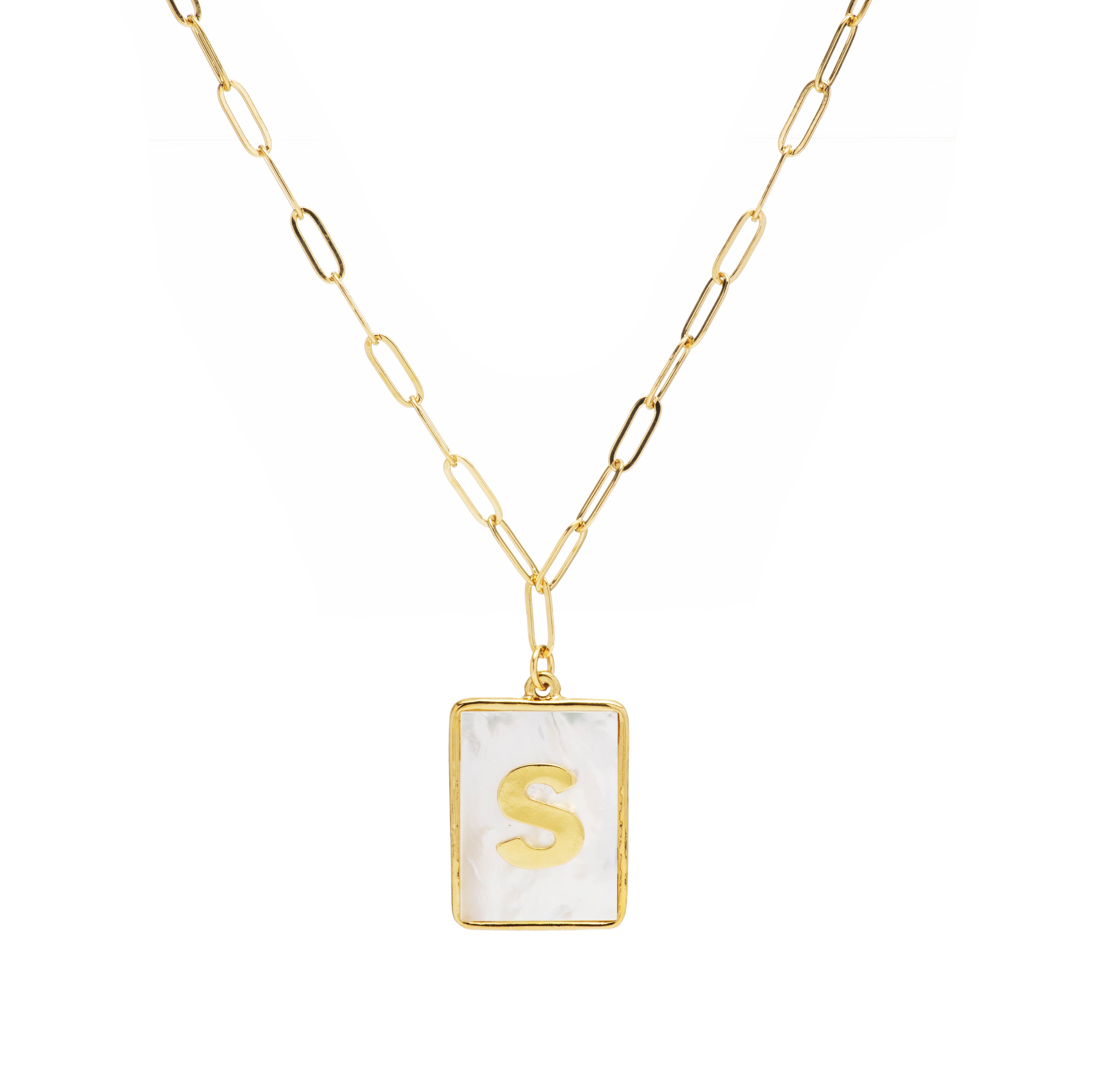 Invicta Angel Women's Necklace - Mother of Pearl, Initial S (MM-00915)