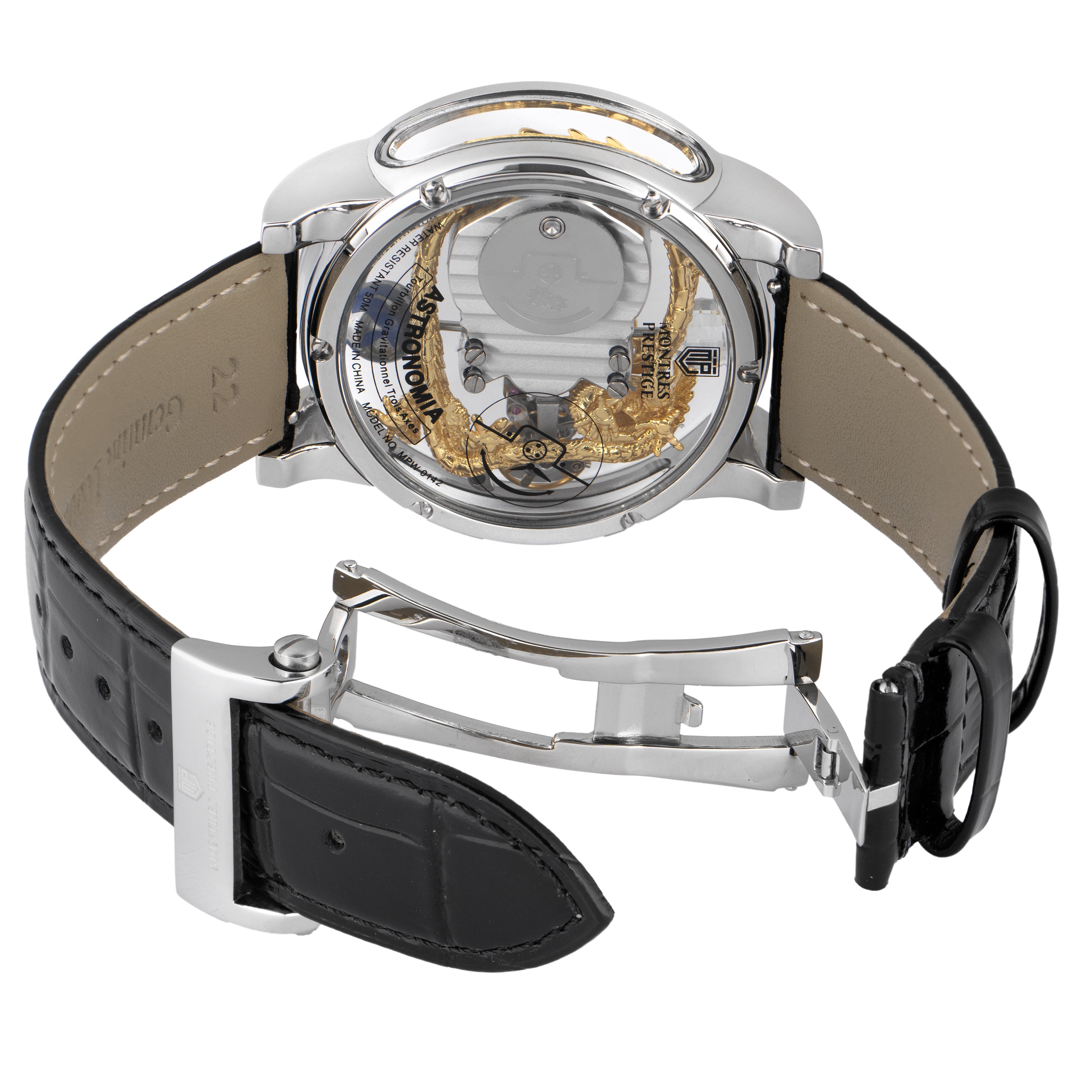 Montres Prestige X Invicta X Invicta Quartz Men's Watch w/ Skeleton Dial - 46mm, Black (MPW-0142)