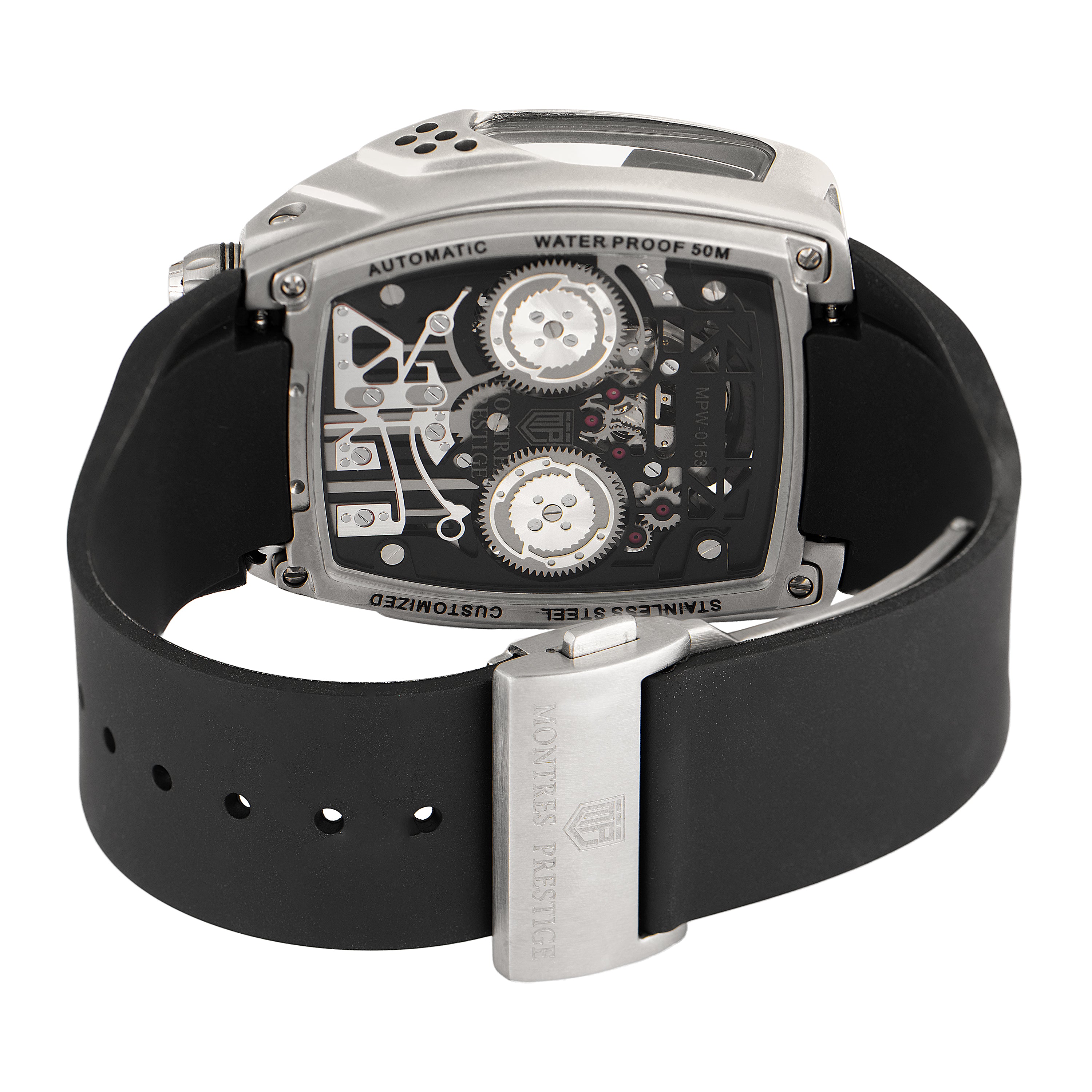 Montres Prestige X Invicta X Invicta Automatic Men's Watch W/ Skeleton Dial - 44mm, Black (MPW-0153)