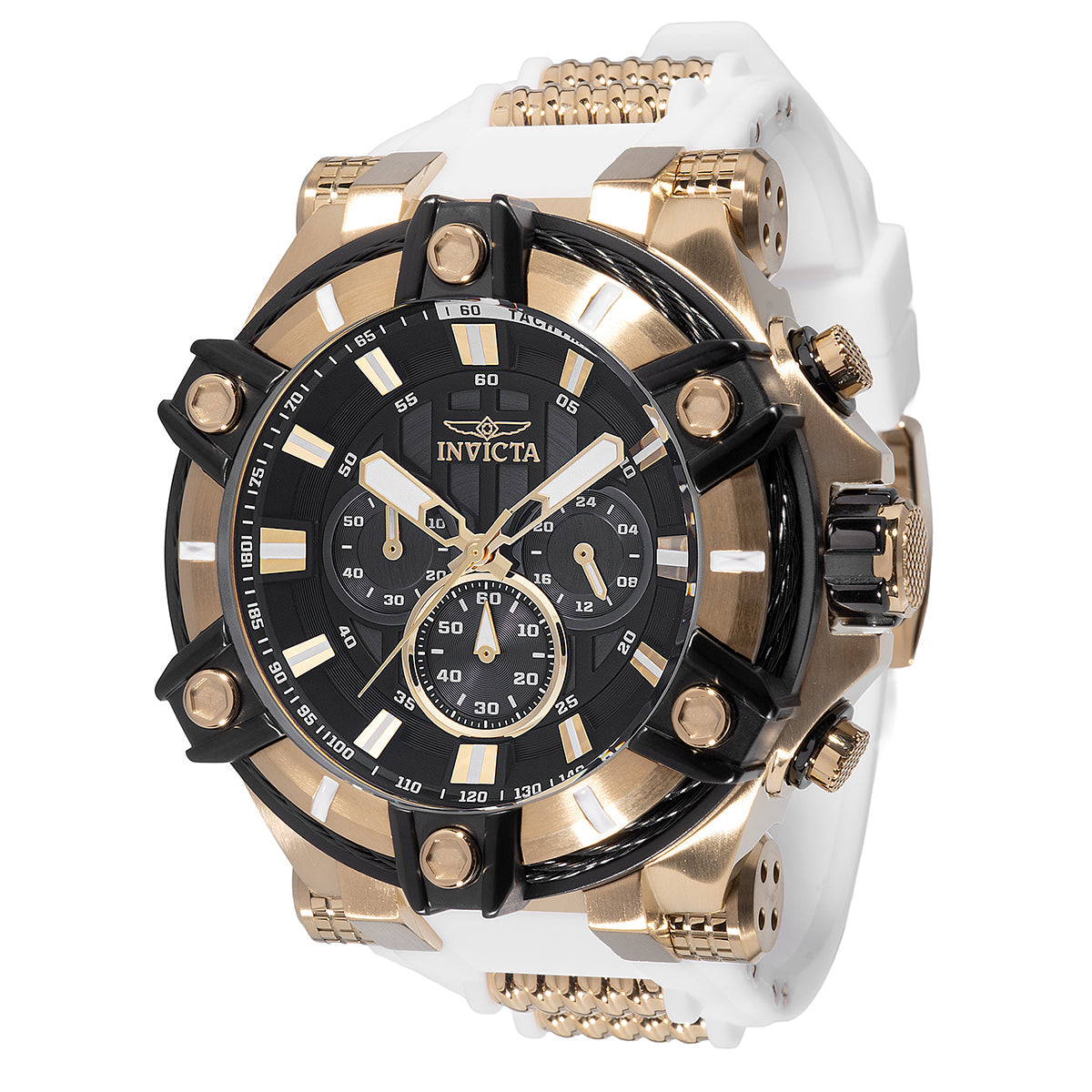 Open Box Invicta Bolt Men's Watch - 52mm, Gold,White (AIC-49806)