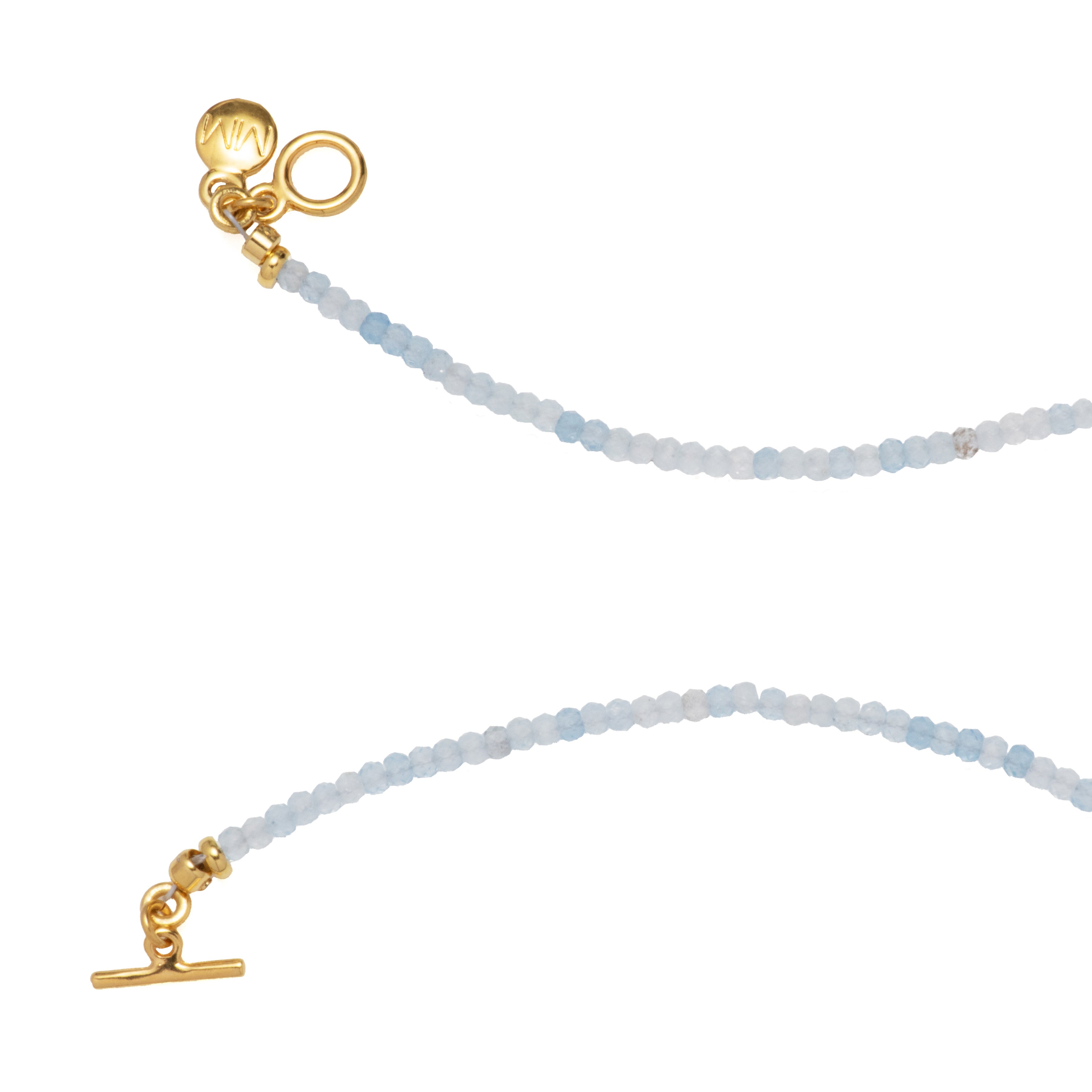 MAYAMAR Aquamarine necklace with mushroom charm crystal detail (MM-01143)