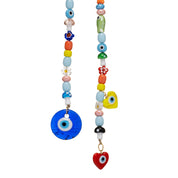 MAYAMAR Bag Chain with fish shaped beads, flower beads, mushrooms, hearts and cristal evil eye (MM-01207)