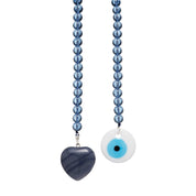 MAYAMAR Bag Chain blue beads with white evil eye and blue heart (MM-01208)
