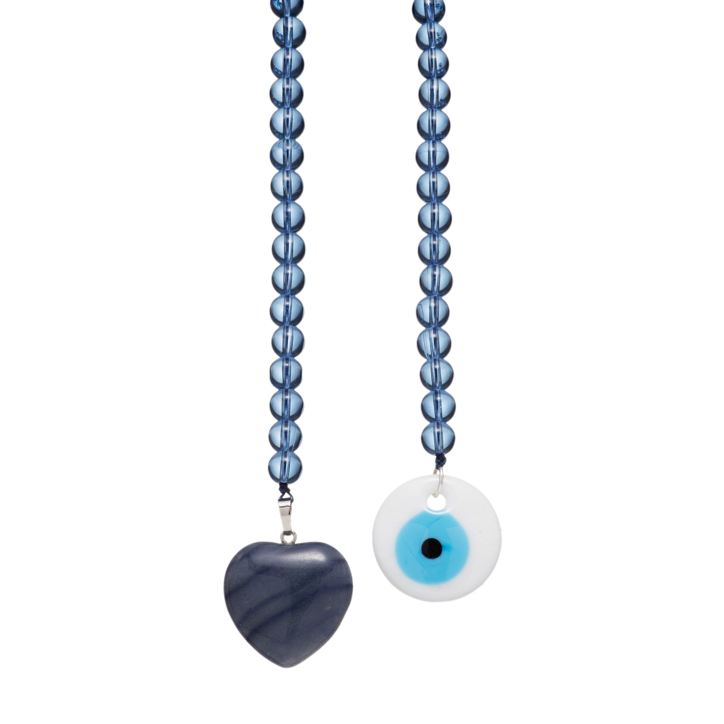 MAYAMAR Bag Chain blue beads with white evil eye and blue heart (MM-01208)