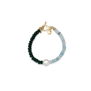 MAYAMAR Stone (jade& Amazonite) and pearl toggle Bracelet7" (MM-00811)