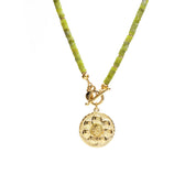 MAYAMAR Green jade, spring pendant necklace w/ toggle (MM-00768)