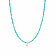 MAYAMAR Turquoise necklace with small initial J (MM-00979)
