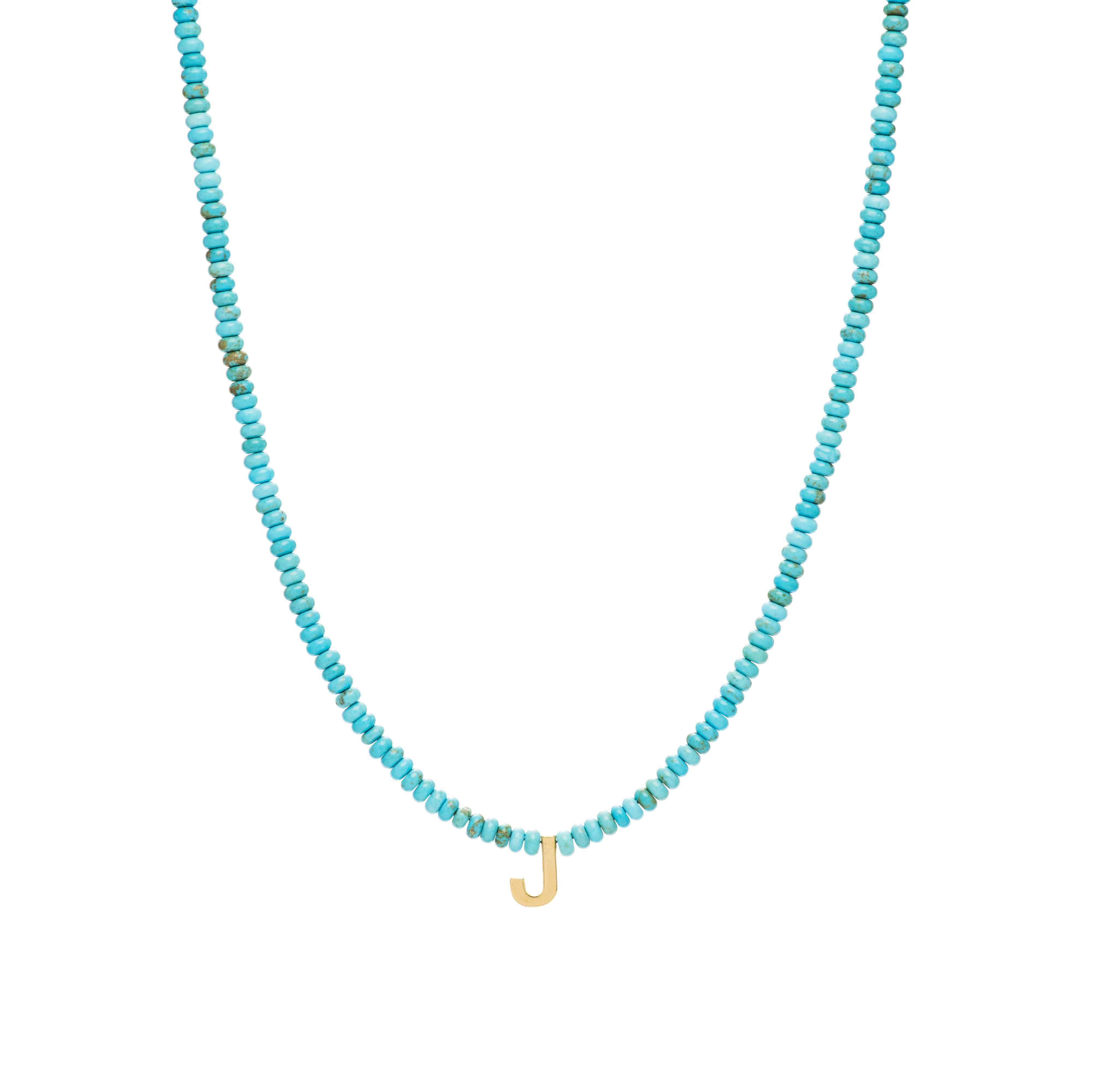MAYAMAR Turquoise necklace with small initial J (MM-00979)