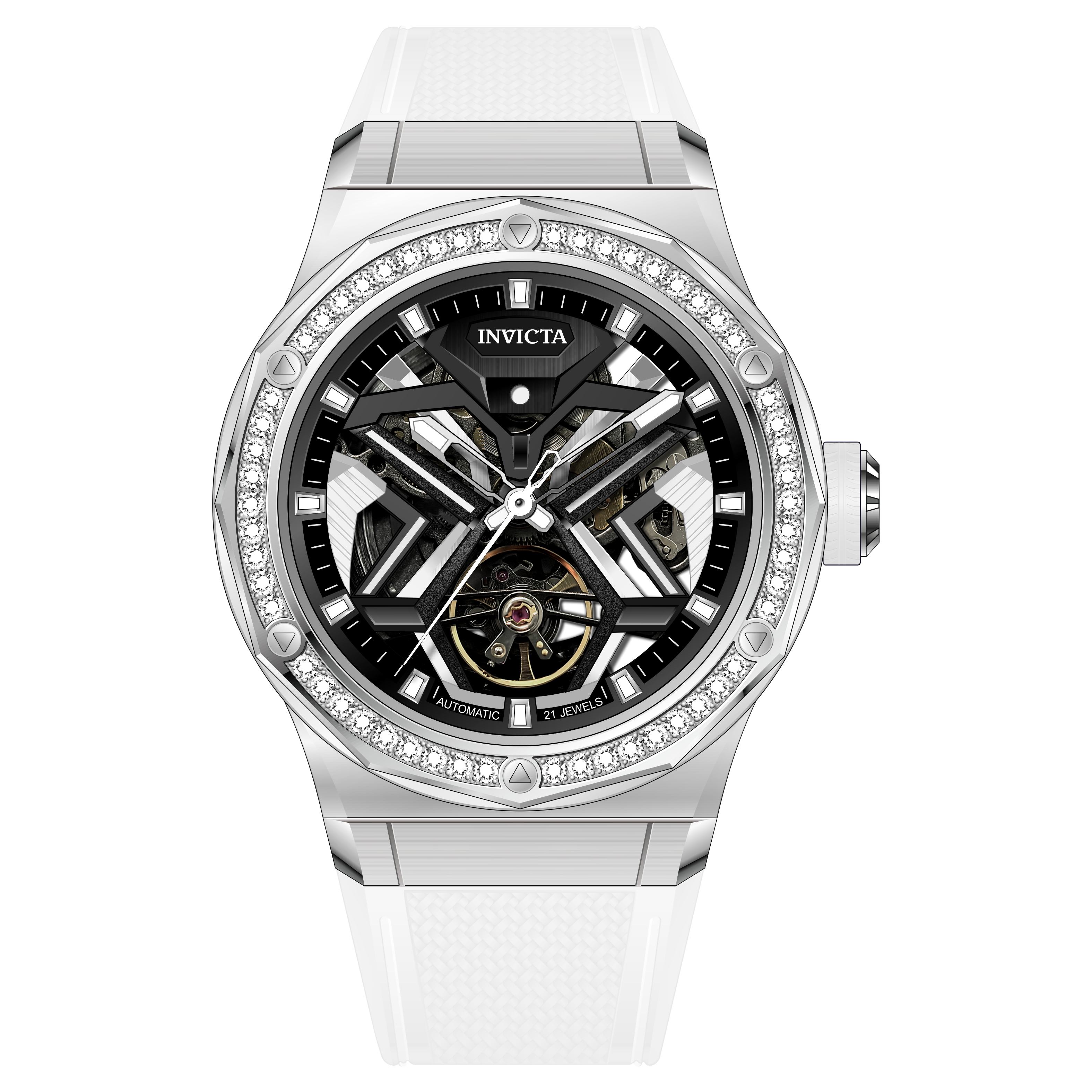 Invicta Objet D Art Diamond Automatic Men's Watch - 45mm, White with Interchangeable Strap (70130)