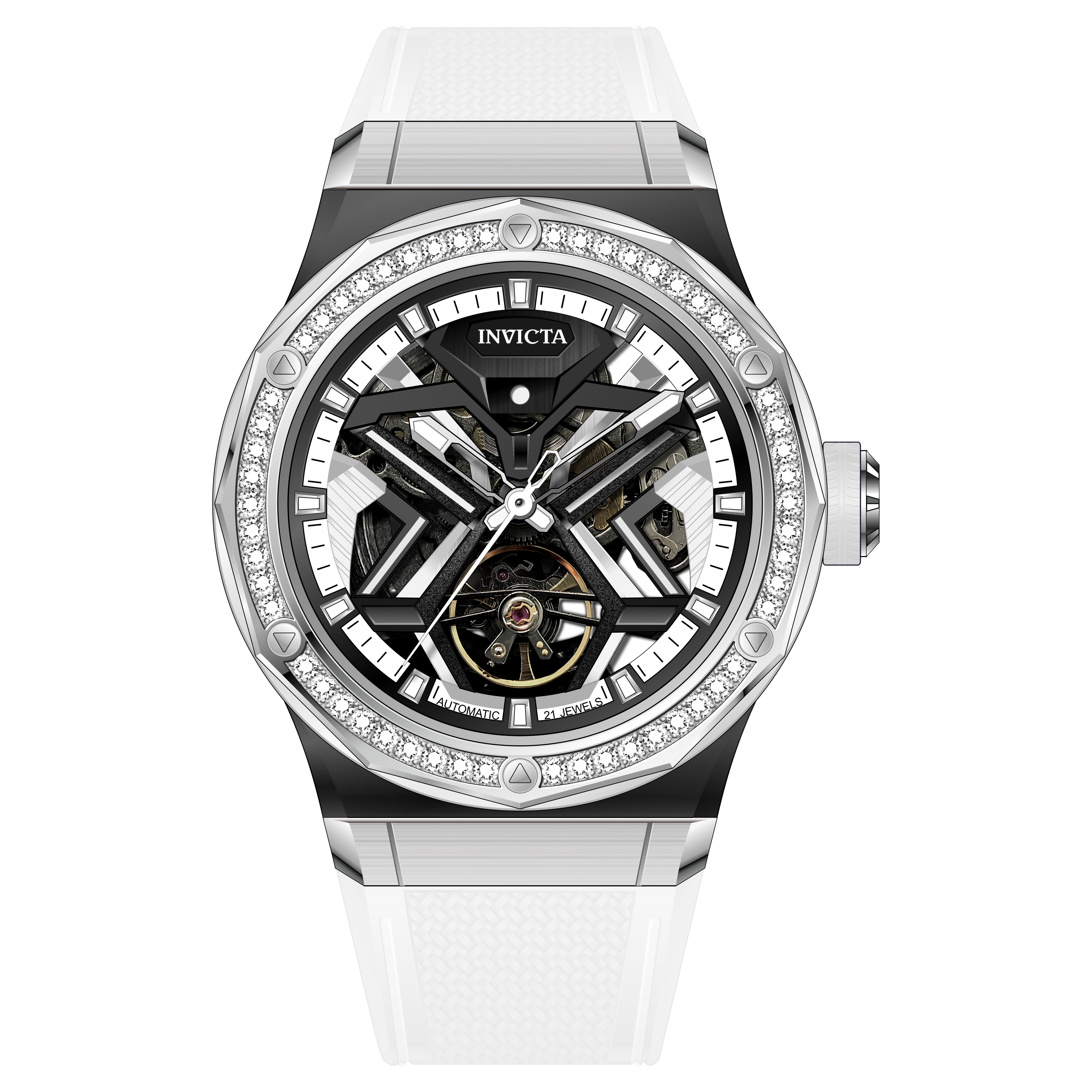 Invicta Objet D Art Diamond Automatic Men's Watch - 45mm, White with Interchangeable Strap (70136)