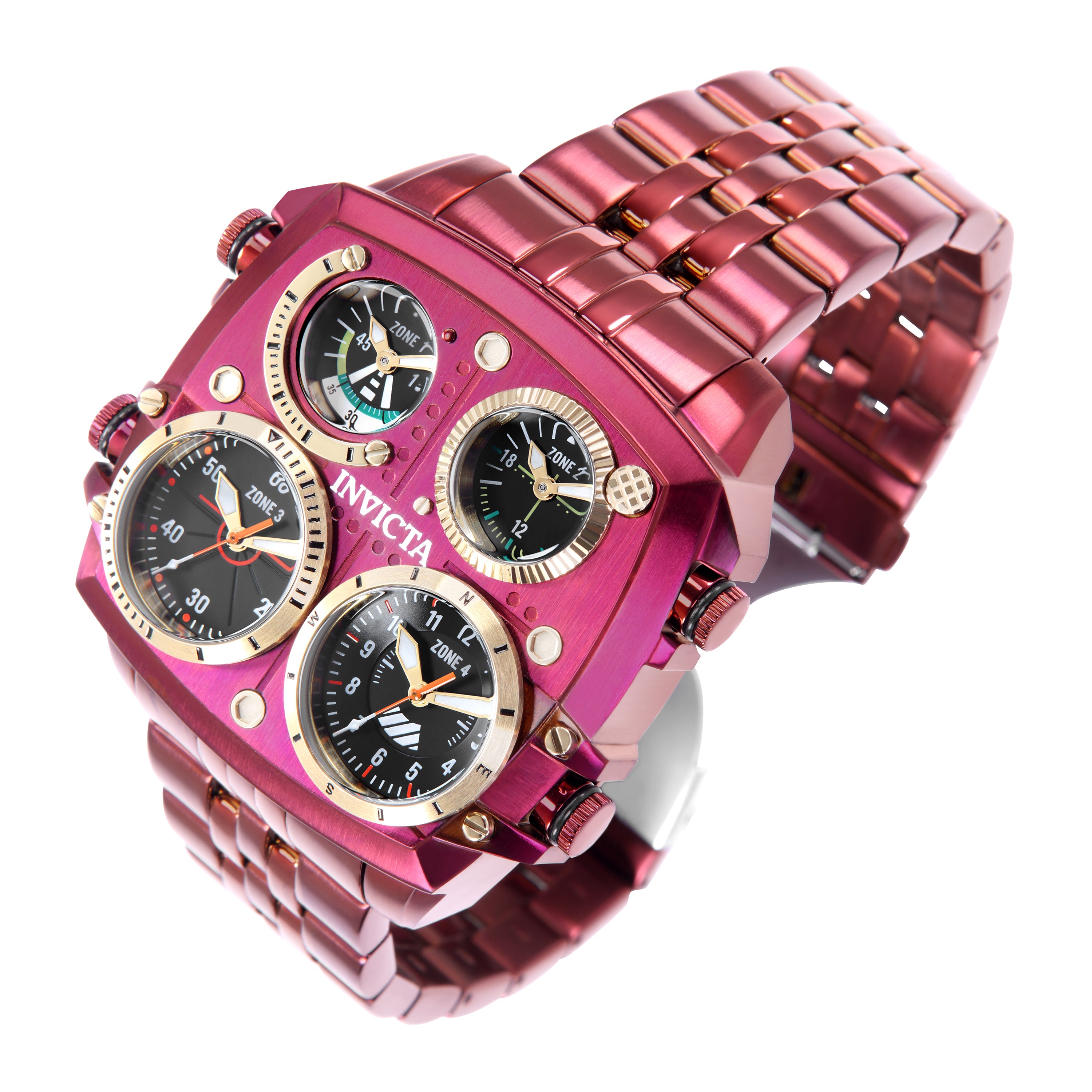 Invicta Aviator Zulu Time Men's Watch - 50mm. Burgundy (50656)