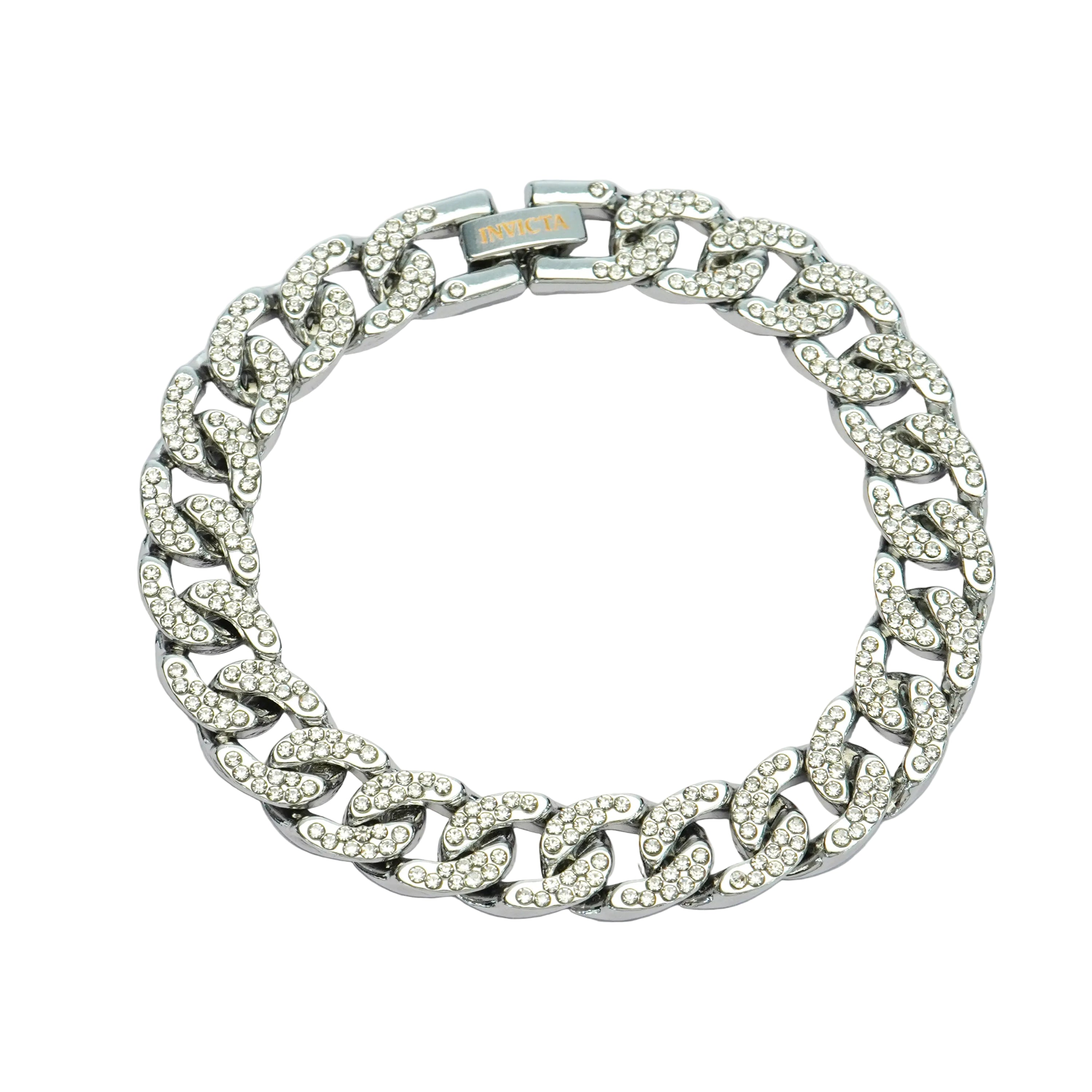 Invicta Elements Iced Out Cuban Chain Bracelet. Silver (80934)