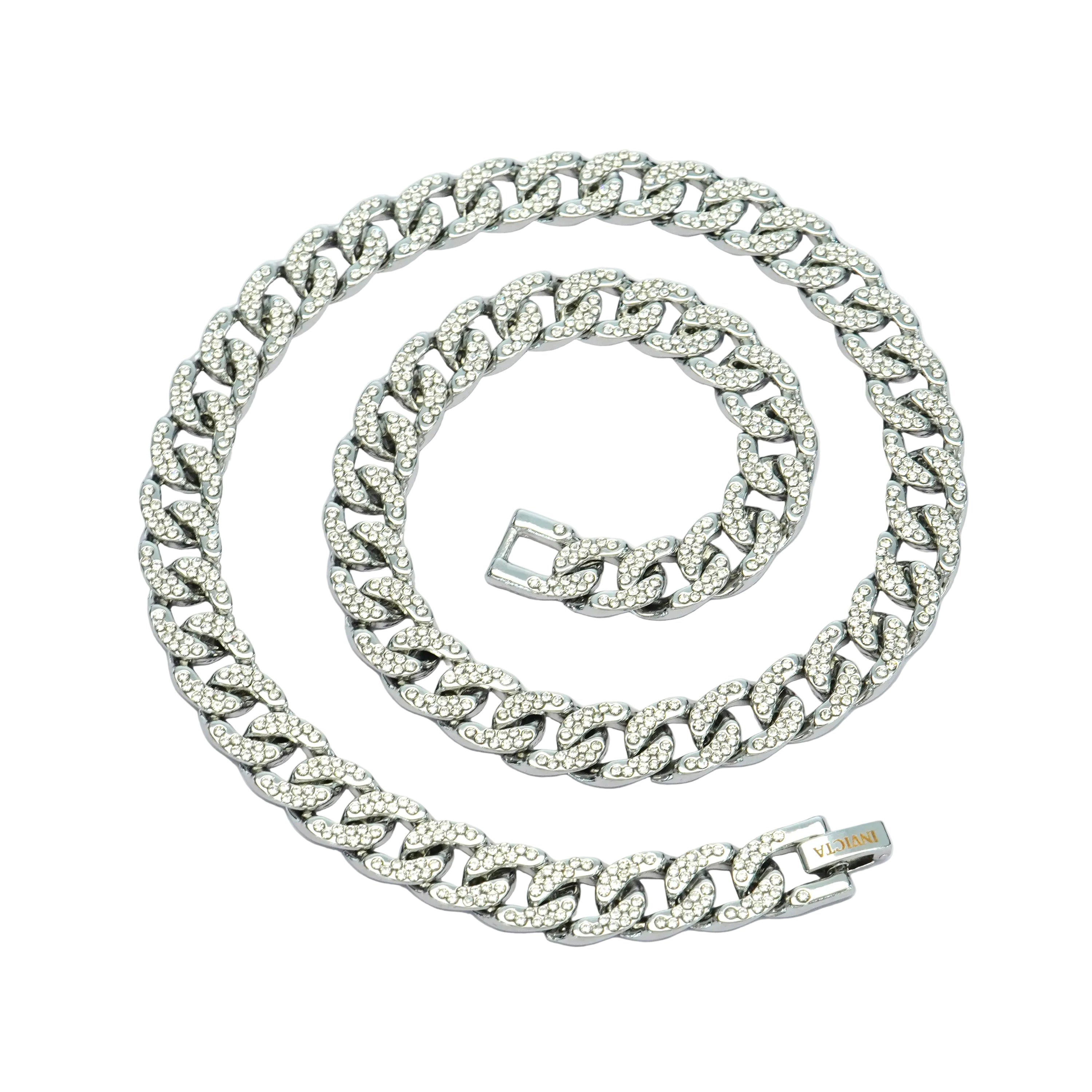 Invicta Elements Iced Out Cuban Chain Necklace. Silver (80936)