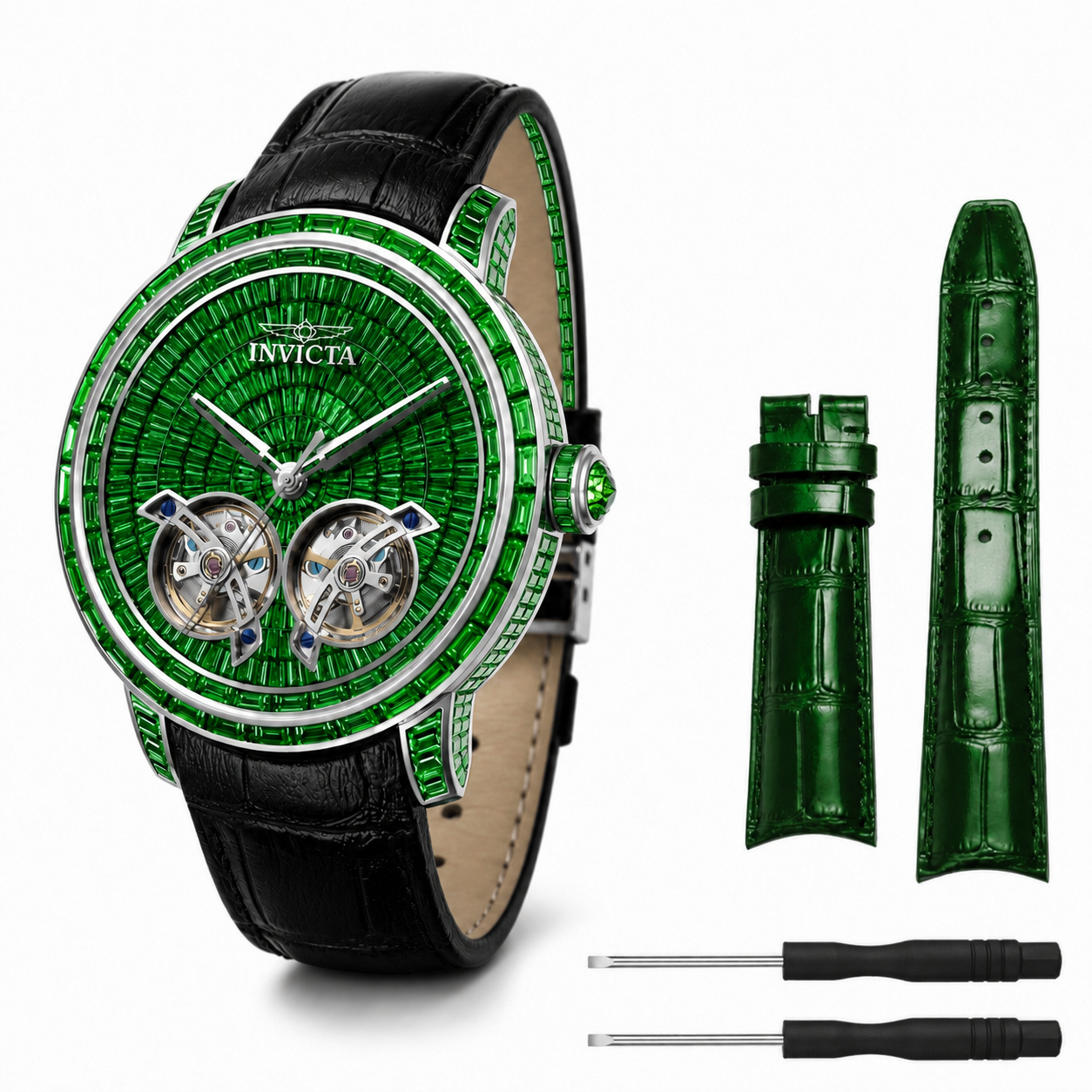 Invicta Objet D Art Lithocrat Automatic Men's Watch - 45mm. Black with Interchangeable Strap (69456)