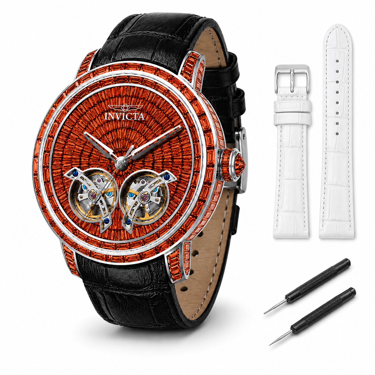 Invicta Objet D Art Lithocrat Automatic Men's Watch - 45mm. Black with Interchangeable Strap (69457)