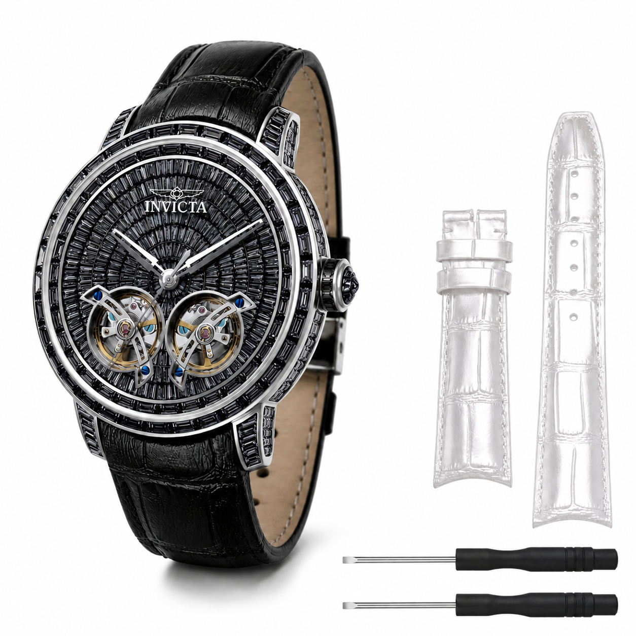 Invicta Objet D Art Lithocrat Automatic Men's Watch - 45mm, Black with Interchangeable Strap (69458)