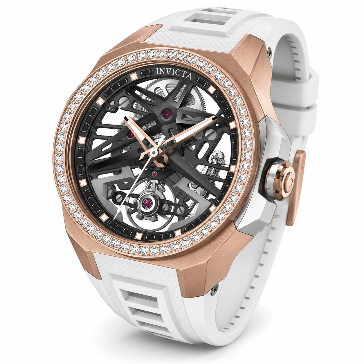 Invicta Objet D Art Diamond Automatic Men's Watch - 43mm, White with Interchangeable Strap (70119)