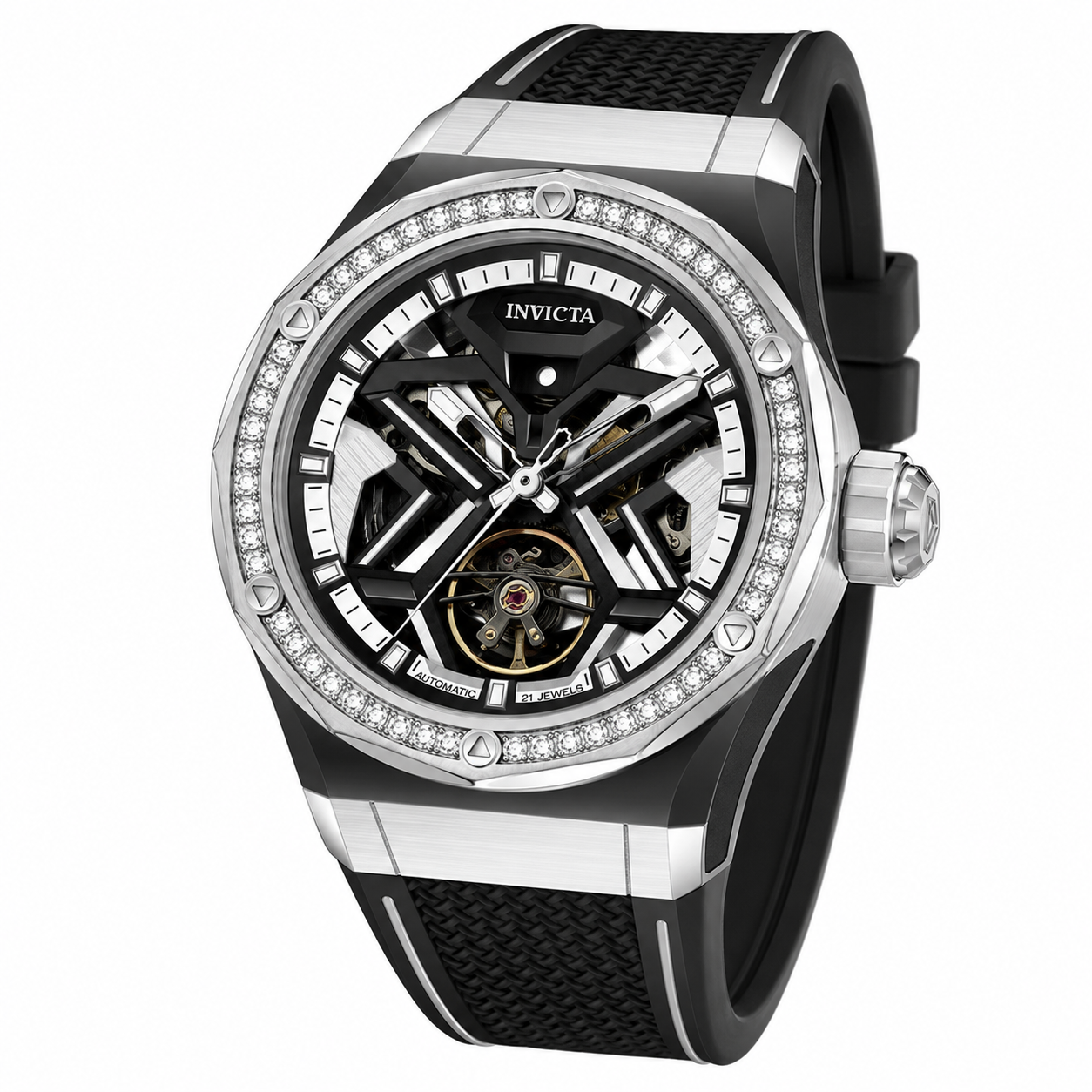 Invicta Objet D Art 1.44 Carat Diamond Automatic Men's Watch - 45mm, Black with Interchangeable Strap (70139)