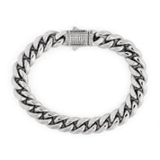 Invicta Elements Men's Cuban Chain Iced Out Bracelet, Silver (80804)