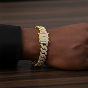 Invicta Elements Men's Iced out Cuban Chain Bracelet, Gold (80828)