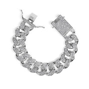 Invicta Elements Men's Iced out Cuban Chain Bracelet, Silver (80839)