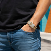 Invicta Elements Men's Iced out Cuban Chain Bracelet. Gold (80840)