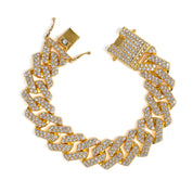 Invicta Elements Men's Iced out Cuban Chain Bracelet, Gold (80852)