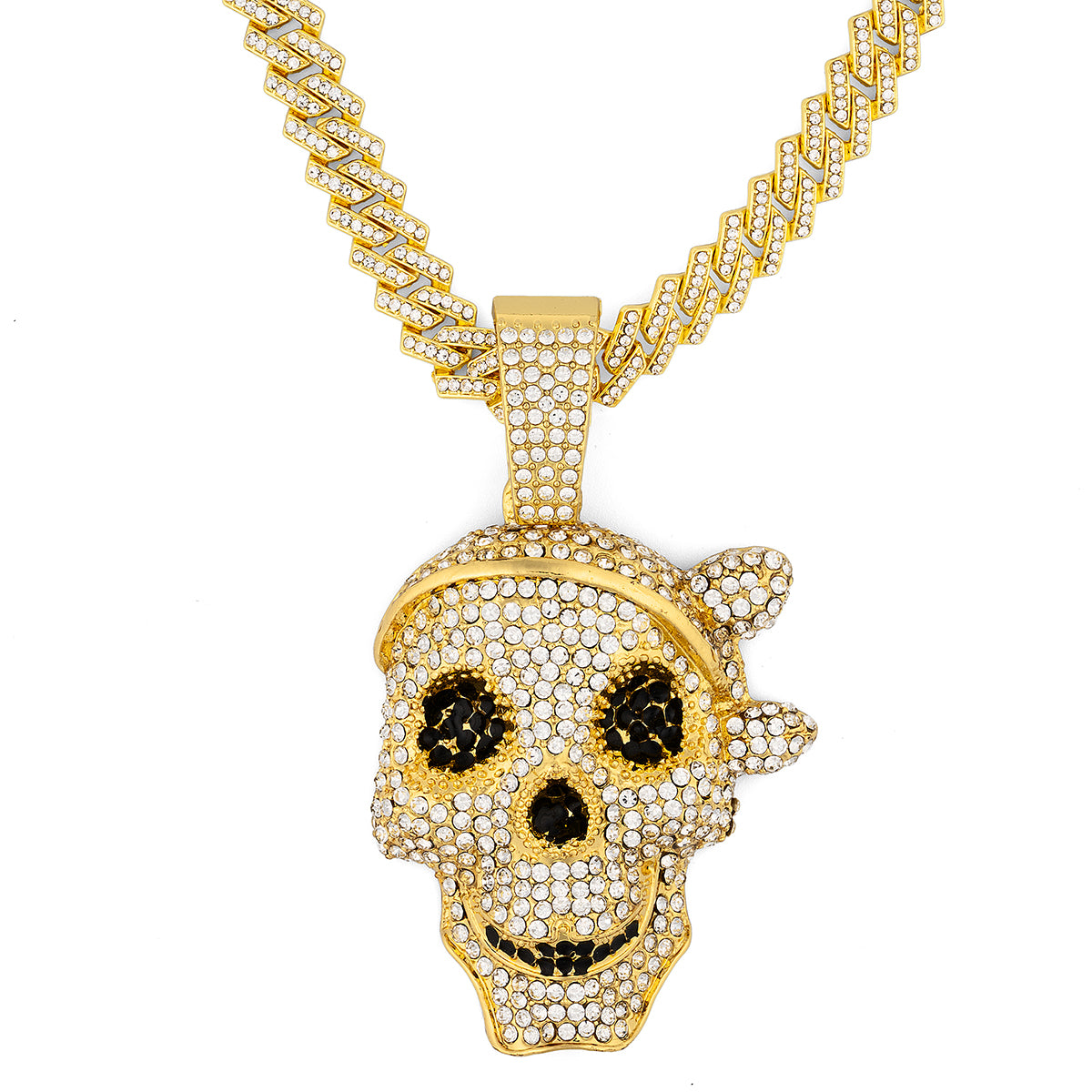 Invicta Elements Grin Reaper Iced Out Pendant & Chain. Gold (80888)