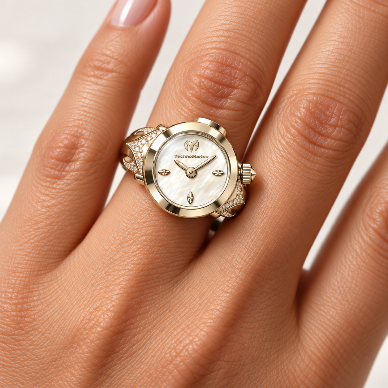 TechnoMarine Tempo Anello Ring Women's Watch w/ Mother of Pearl Dial - 18mm (TM-8926005)