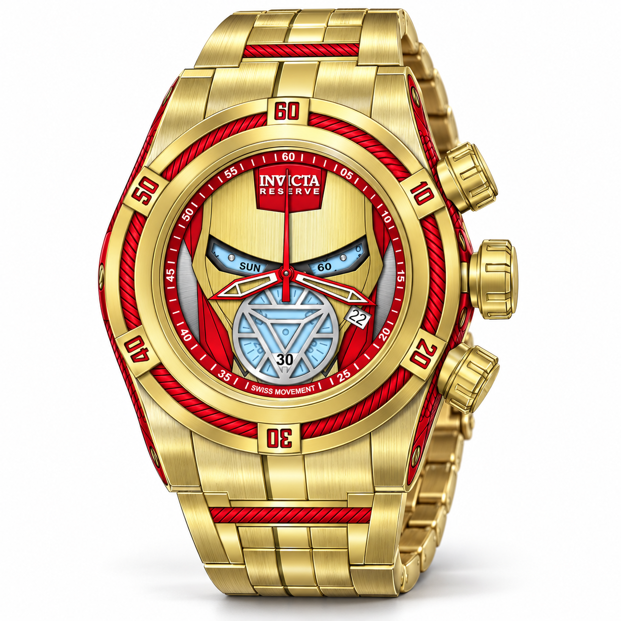 Invicta AS IS - Reserve featuring Ultra rare dials Men's Watch - 53mm, Red, Gold (50737)
