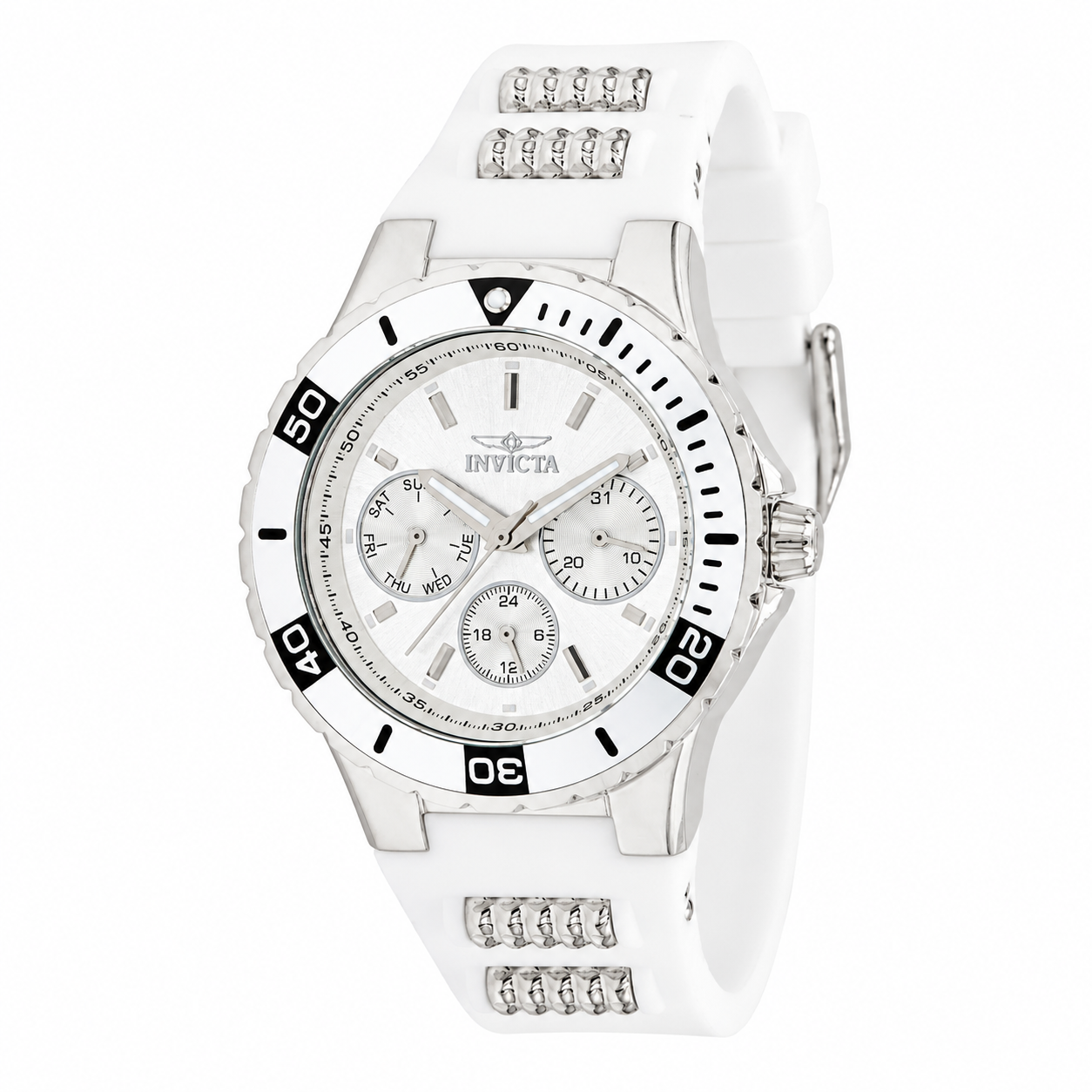 Open Box Invicta Aviator Women's Watch - 38mm, White, Steel (AIC-37315)