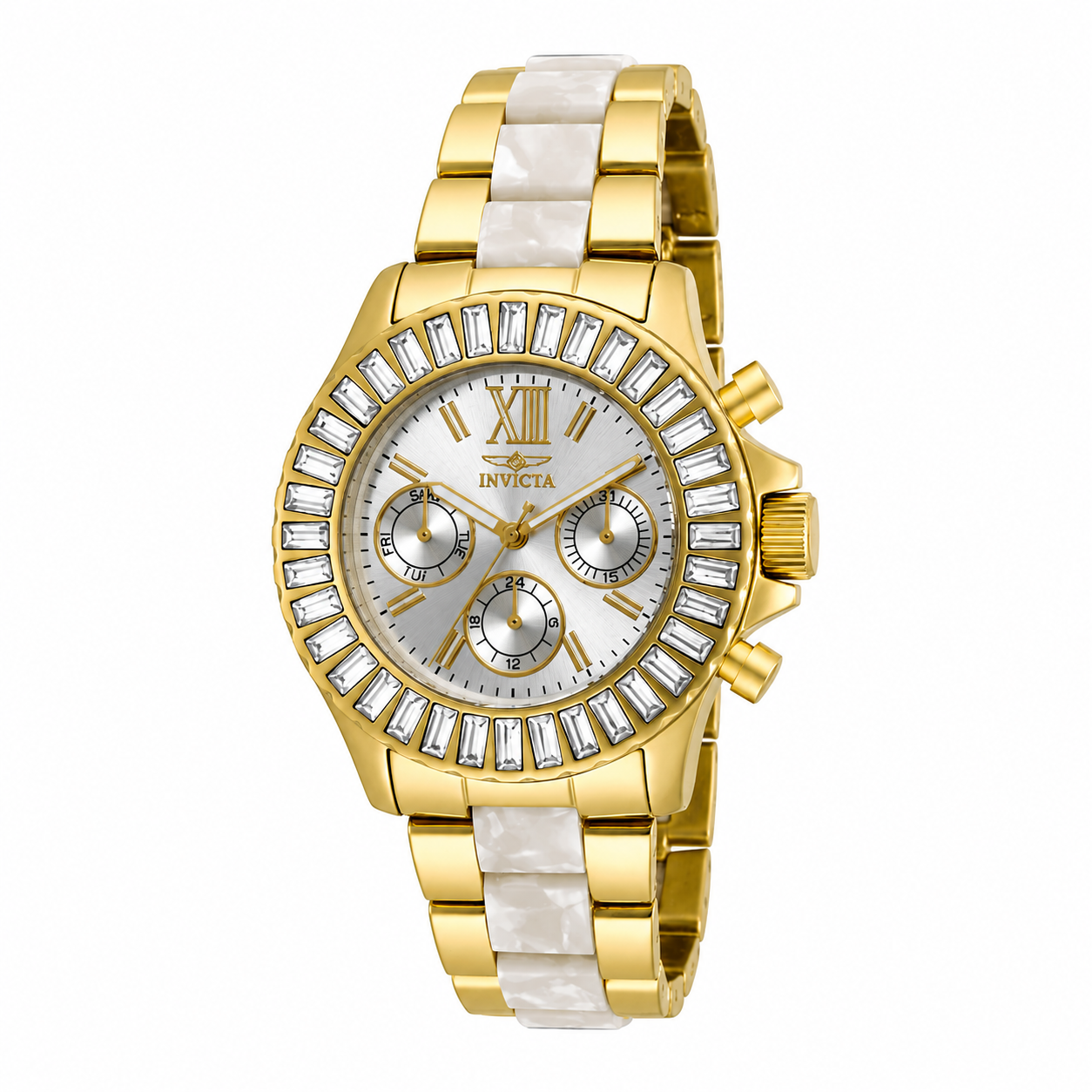 Open Box Invicta Pro Diver Swiss Ronda 585 Caliber Women's Watch w/ Mother of Pearl Dial - 30mm, Gold (AIC-6895)