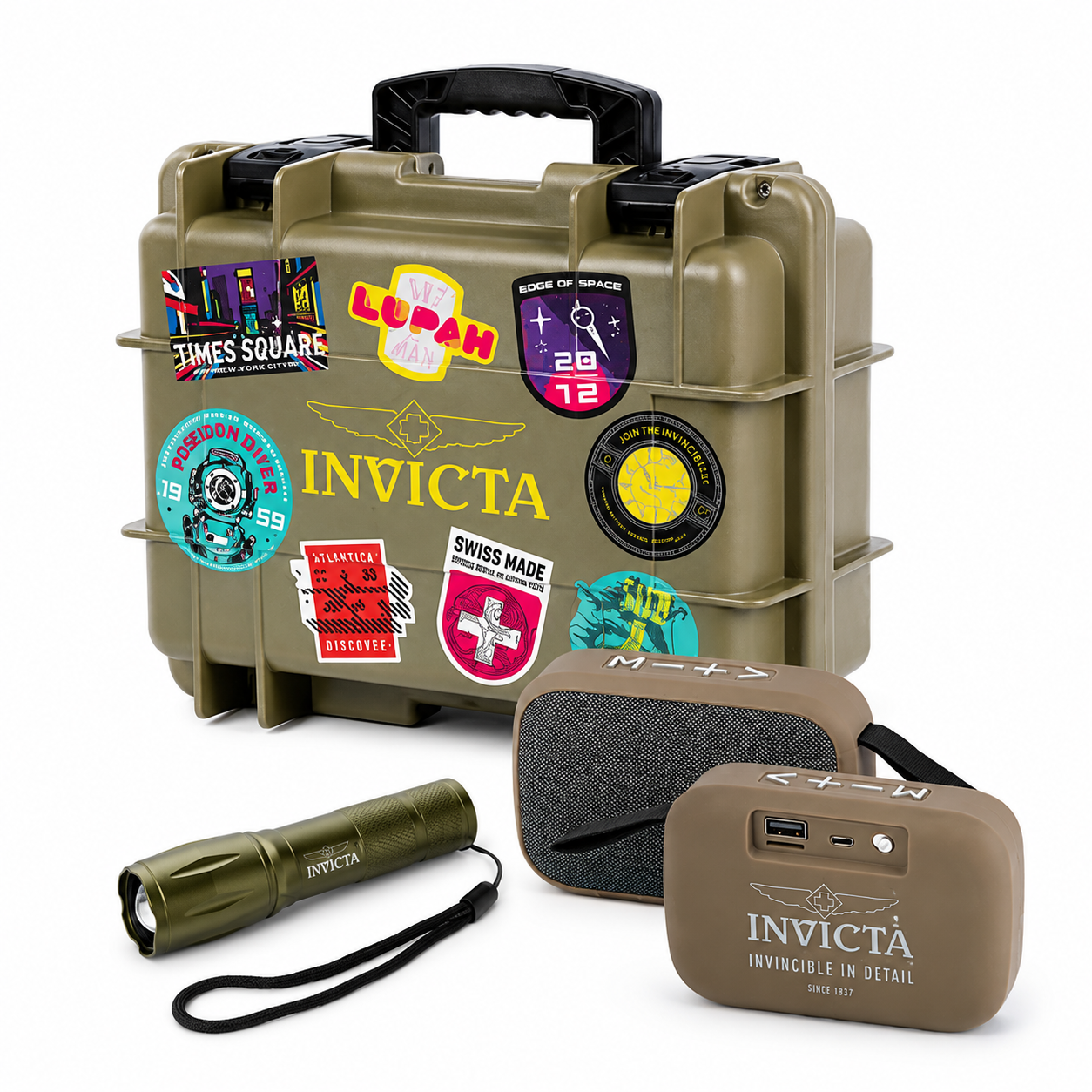 Invicta Patch Impact Watch Case w/ Speaker. and Flashlight (DC8-BNDL-GRN)