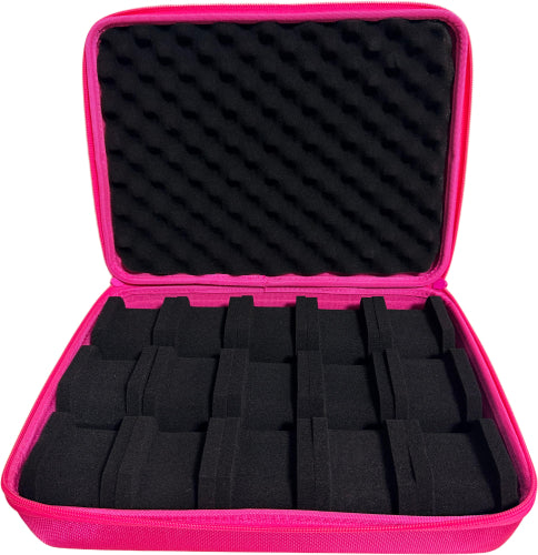Travel Case Zipper puller Pink case with White Invicta logo - 15 slots (IPM653)