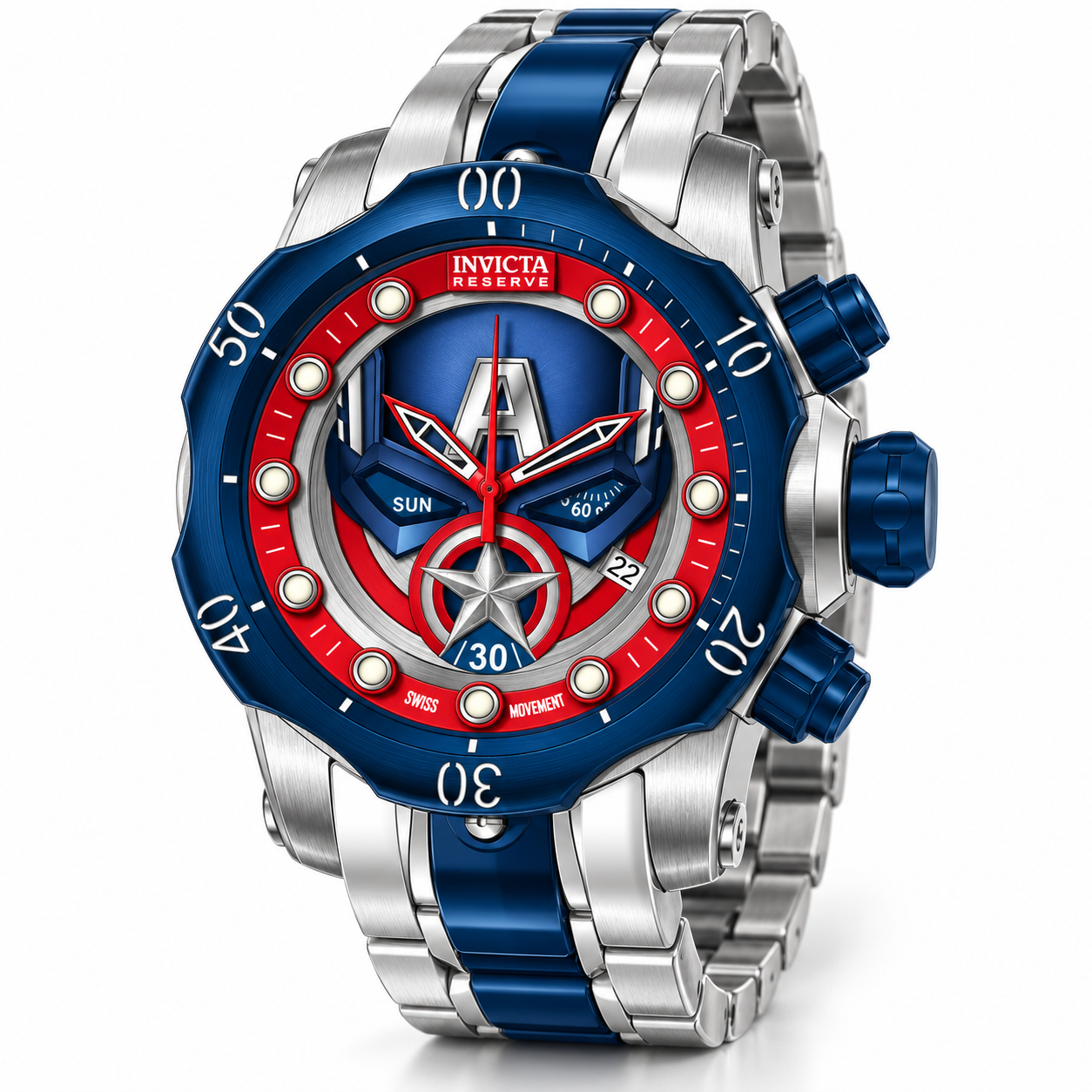 Invicta Reserve Swiss Ronda Z60 Caliber Men's Watch - 54mm, Steel, Dark Blue (50714)