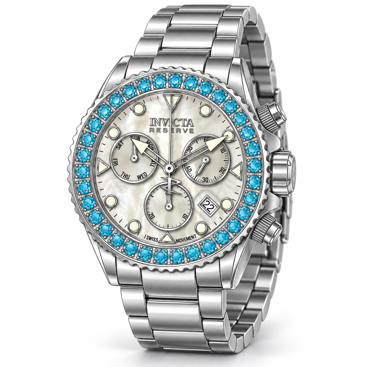 Invicta Reserve Grand Diver Swiss Ronda Z60 Caliber Men's Watch w/ Mother of Pearl Dial - 48mm, Steel (51626)