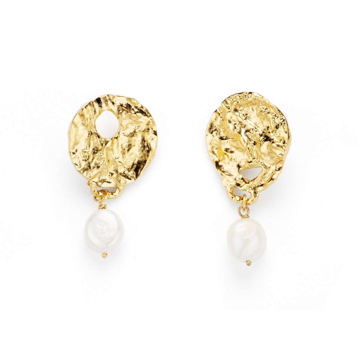 MAYAMAR Deformed earrings with pearl drop2" (MM-00814)